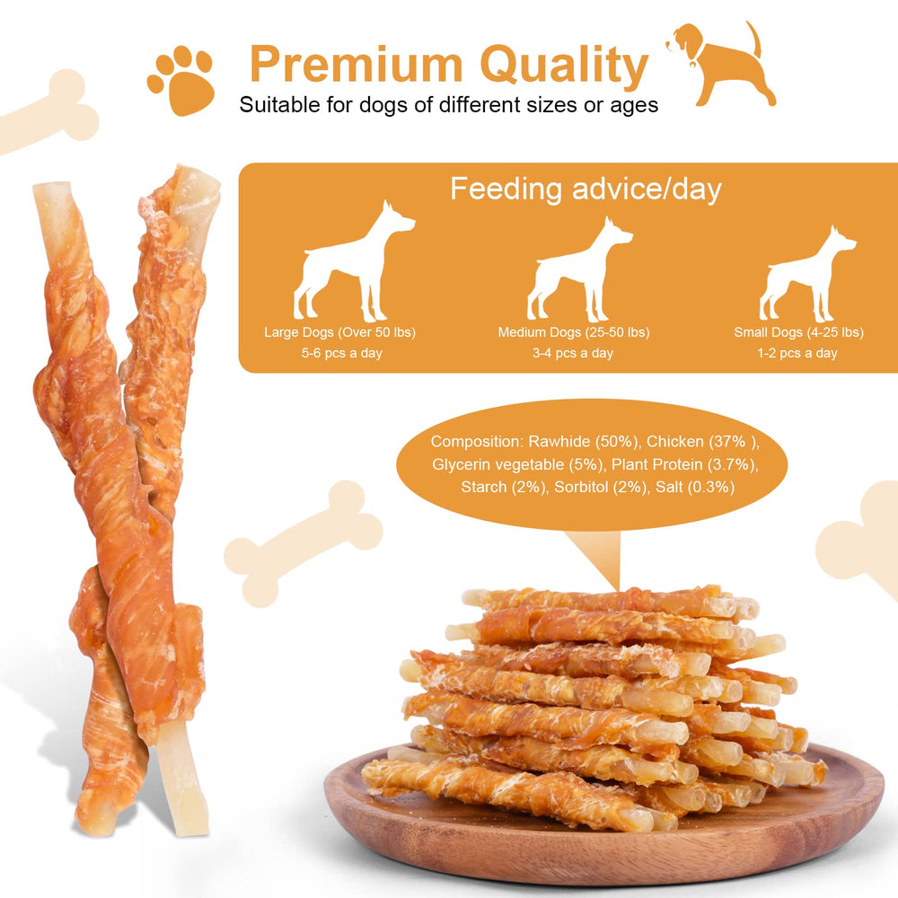 Pawant snack sans additifs, poulet et rawhide, pratique pour les sorties.