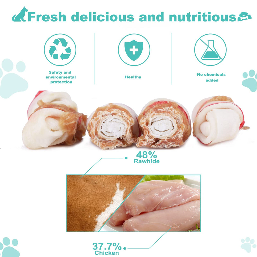 Pawant os en cuir brut enveloppé poulet, aide à maintenir des mâchoires fortes.