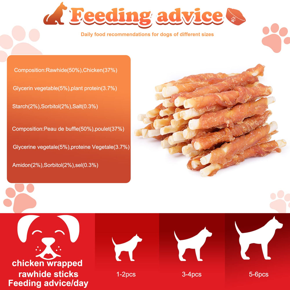 Pawant relaxation chiot poulet enroule cuir brut: mastication et calme.