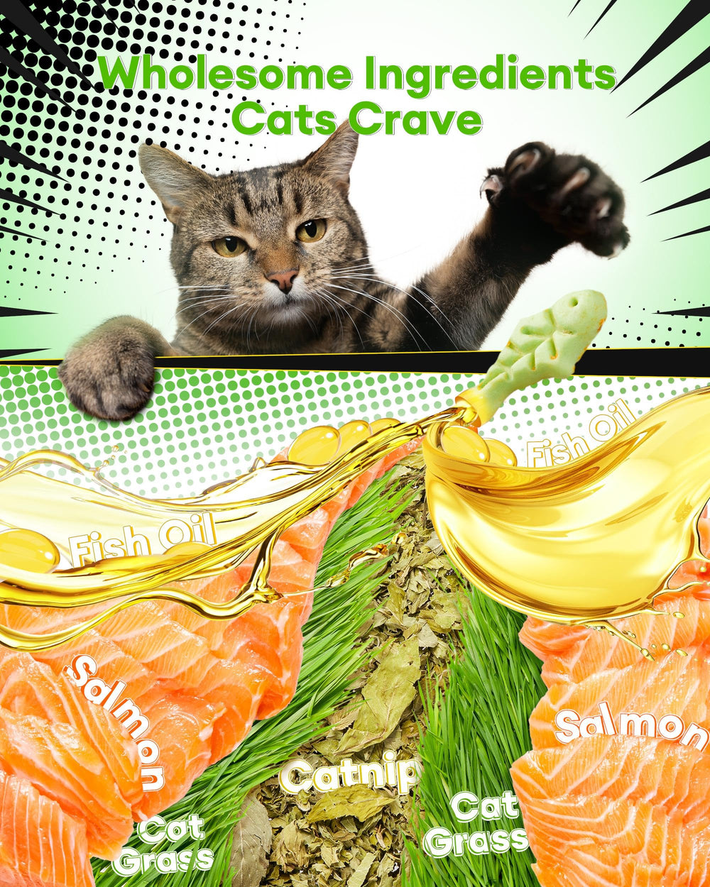 Biscuit Pawaura pour chat avec herbe à chat et poulet, arômes attrayants.