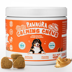 Pawaura Calming Chews pour chien – bouteille beurre de cacahuète, apaisement potentiel.