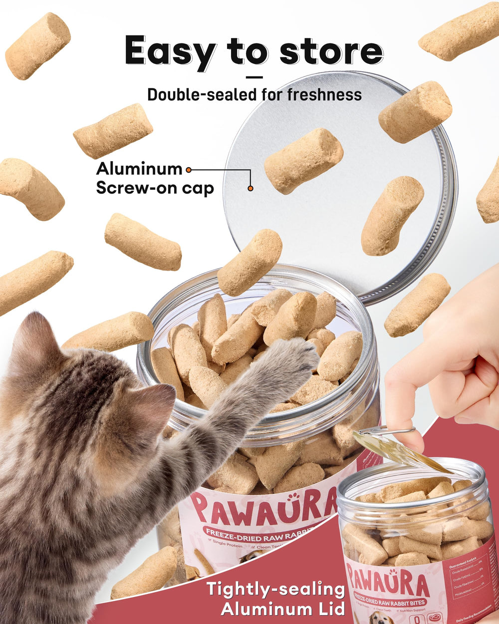 Pawaura Friandise Lièvre, friandise chien et chat, texture croquante agréable