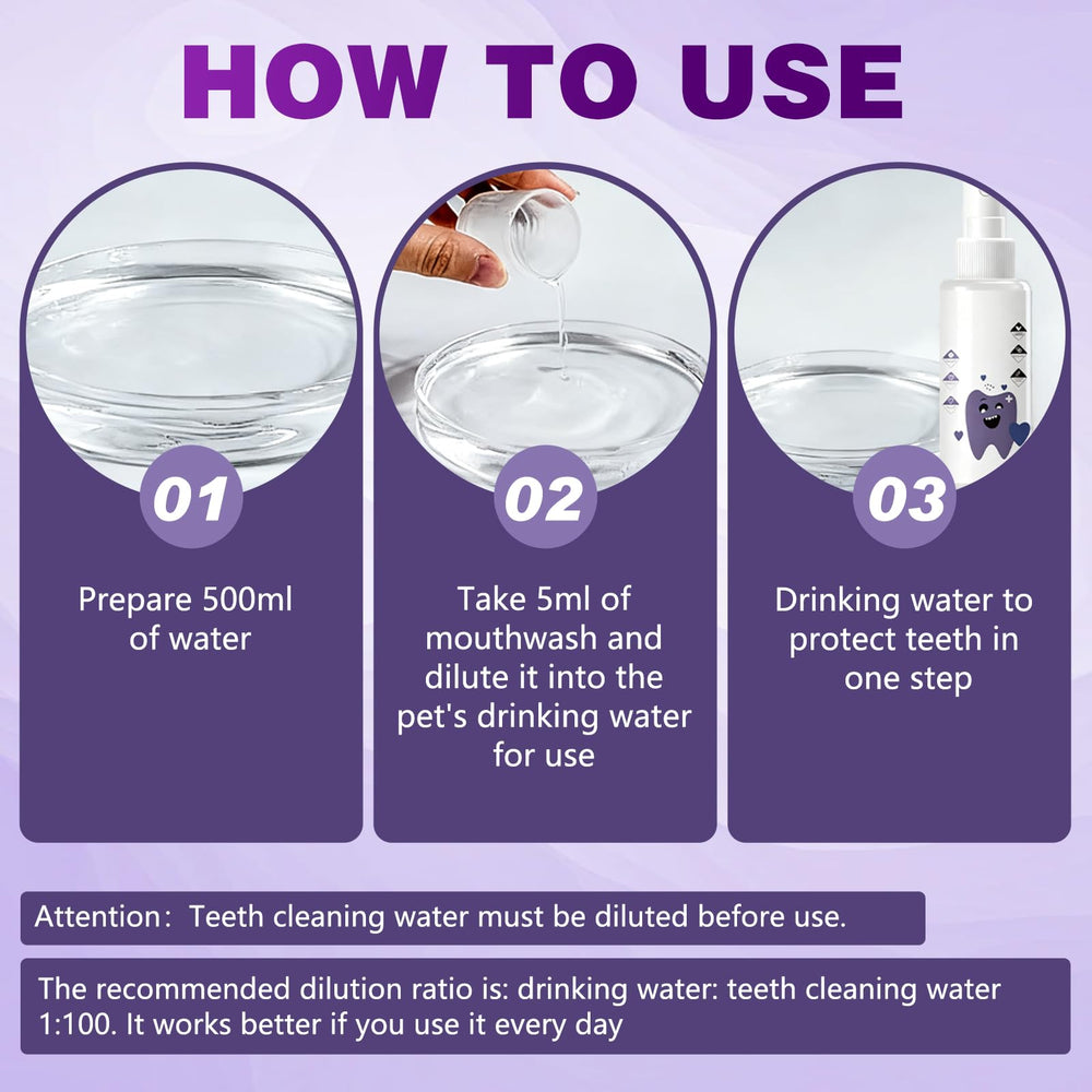 PawBright Dental Plus – utilisation quotidienne, ajout simple à l’eau de boisson.