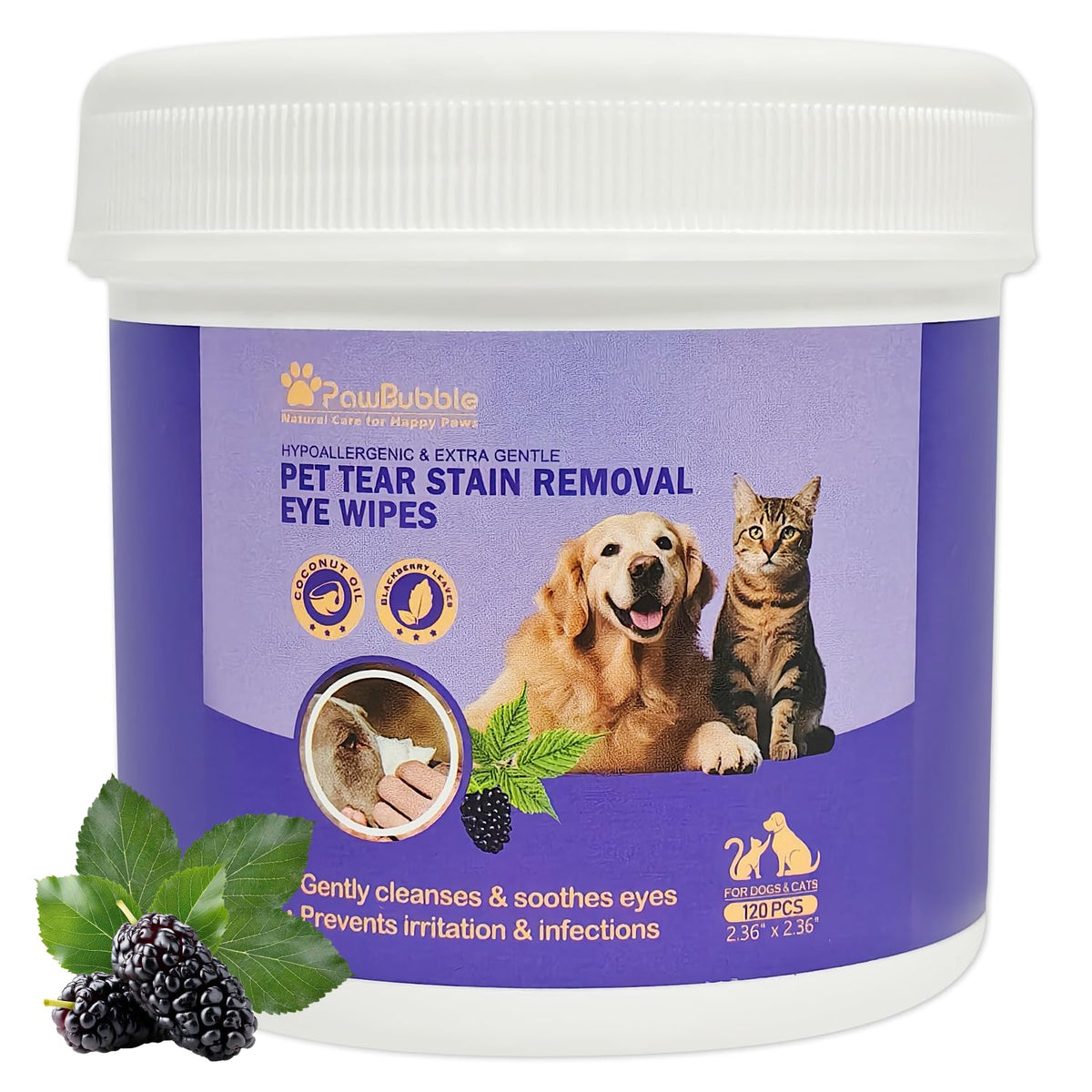 Lingette PawBubble yeux chien chat – nettoyage doux et efficace.