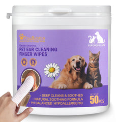 Lingettes PawBubble pour oreilles avec doigt-mit, nettoyage précis et doux.