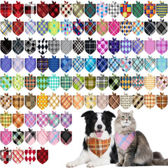 PAWCHIE bandana chien plaid bleu, idéale pour balades et séances photo.