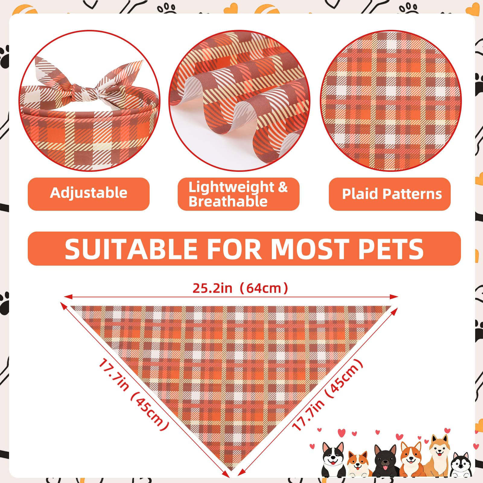 PAWCHIE bandana chien plaid rouge, apporte une touche festive et lumineuse.