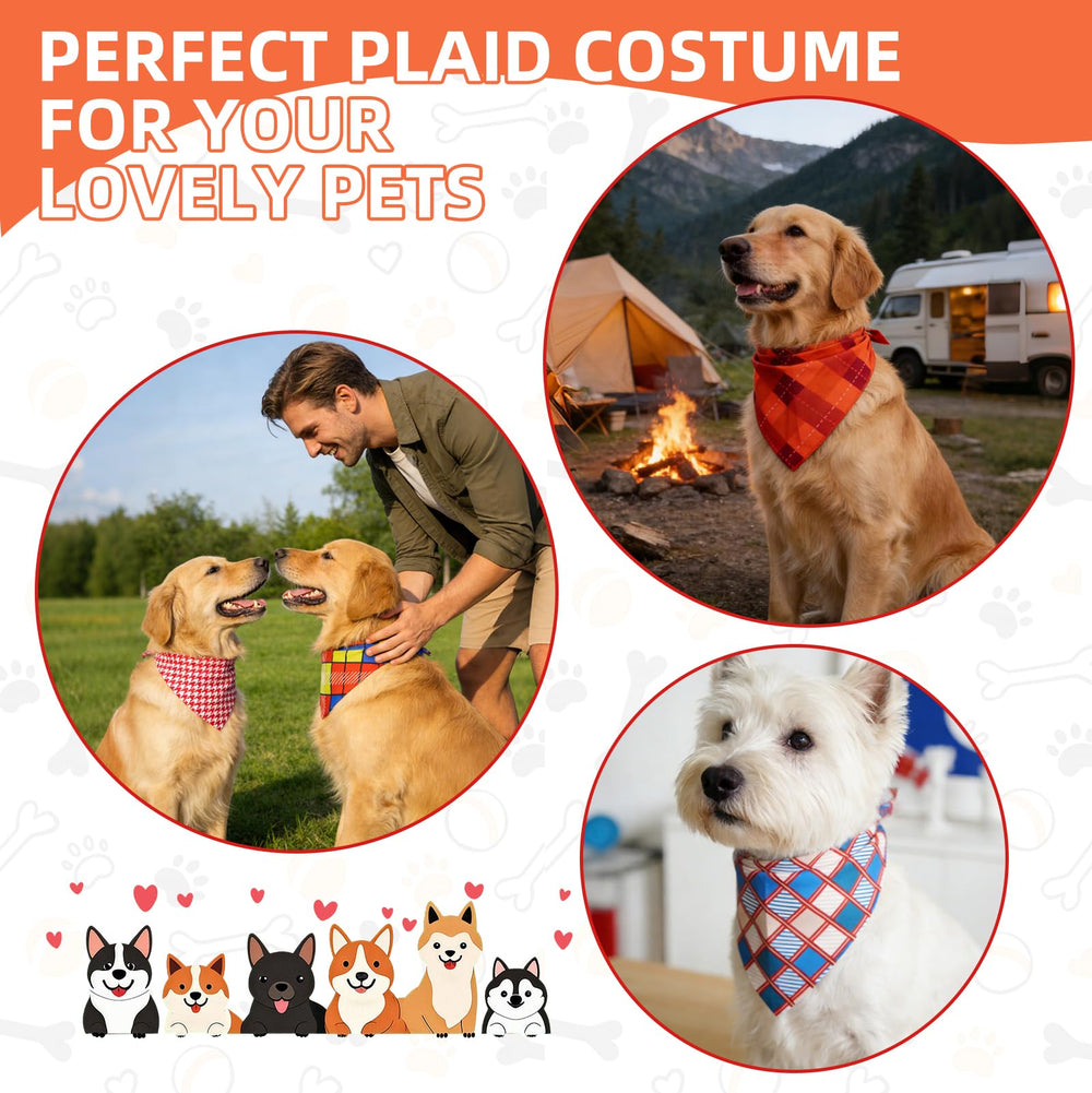 PAWCHIE bandana chien plaid vert, ajout léger et confortable pour l été.
