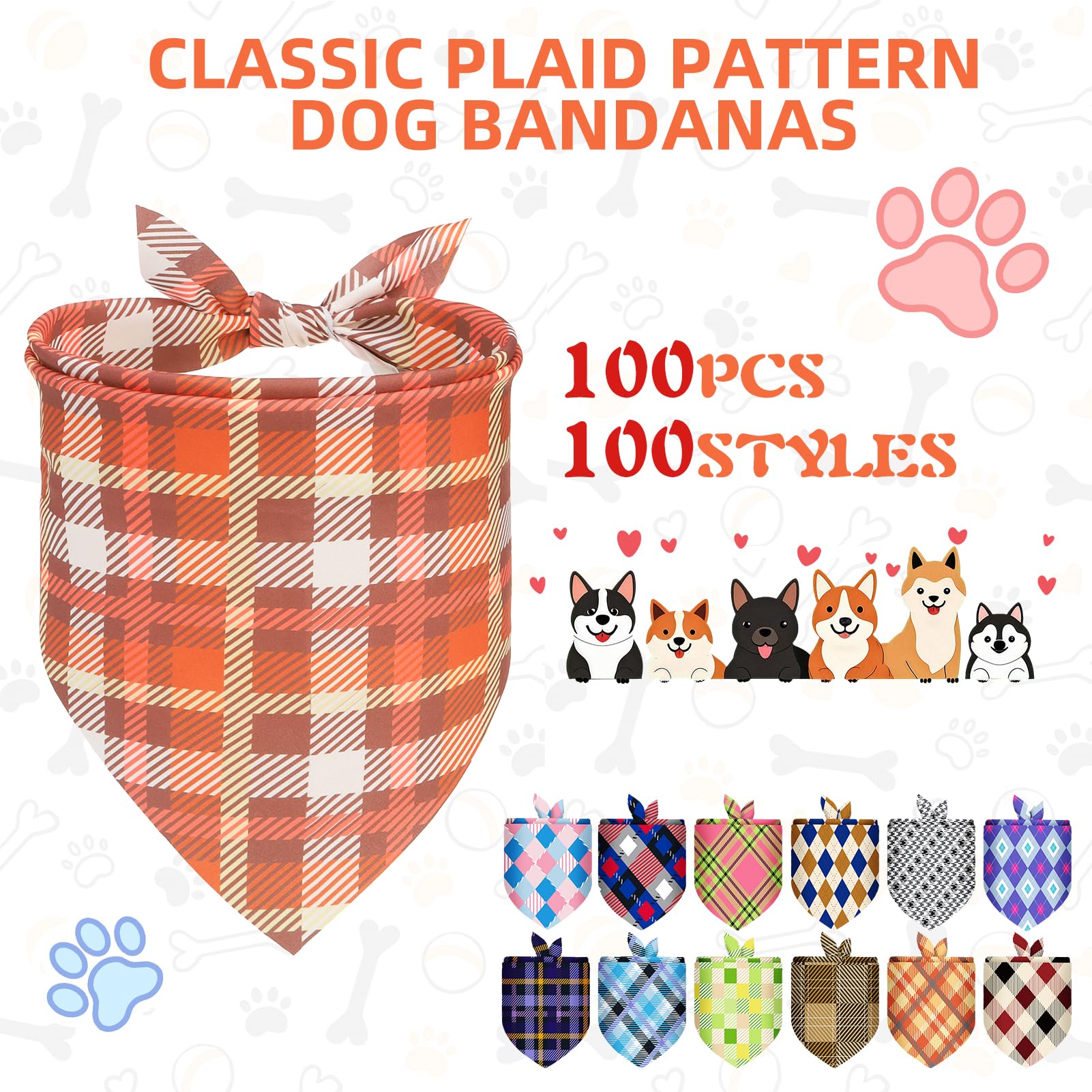 PAWCHIE bandana chien plaid violet, couleur vive pour attirer l attention.