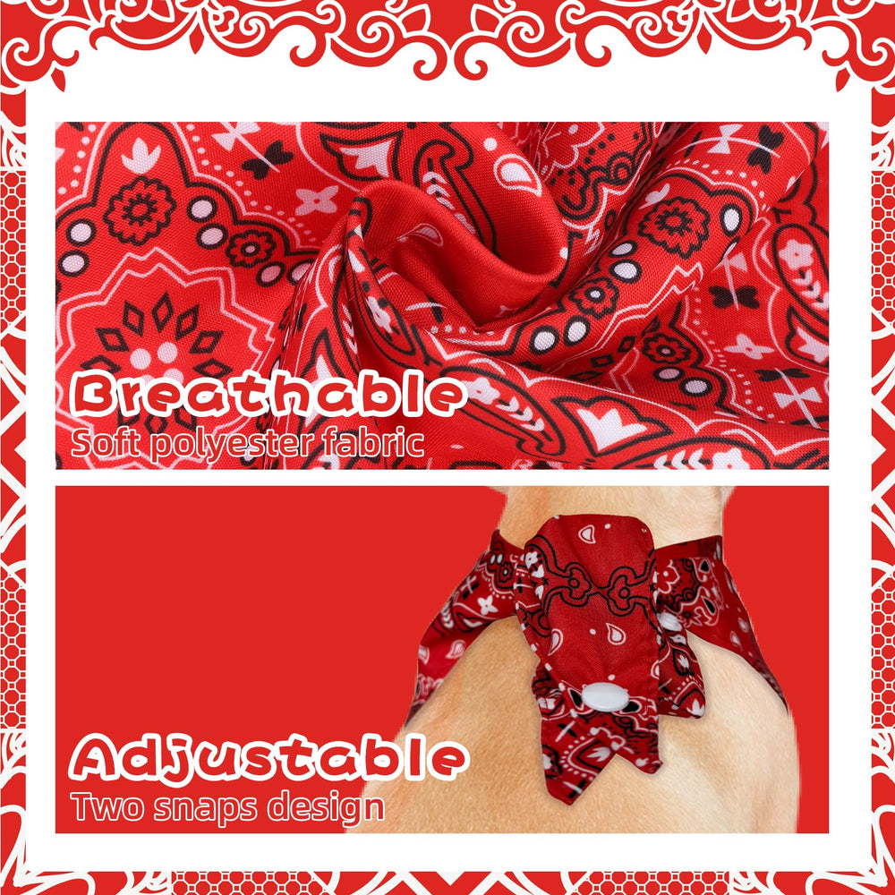PAWCHIE bandana chien rouge, boutons pression ajustables, mise en place rapide.