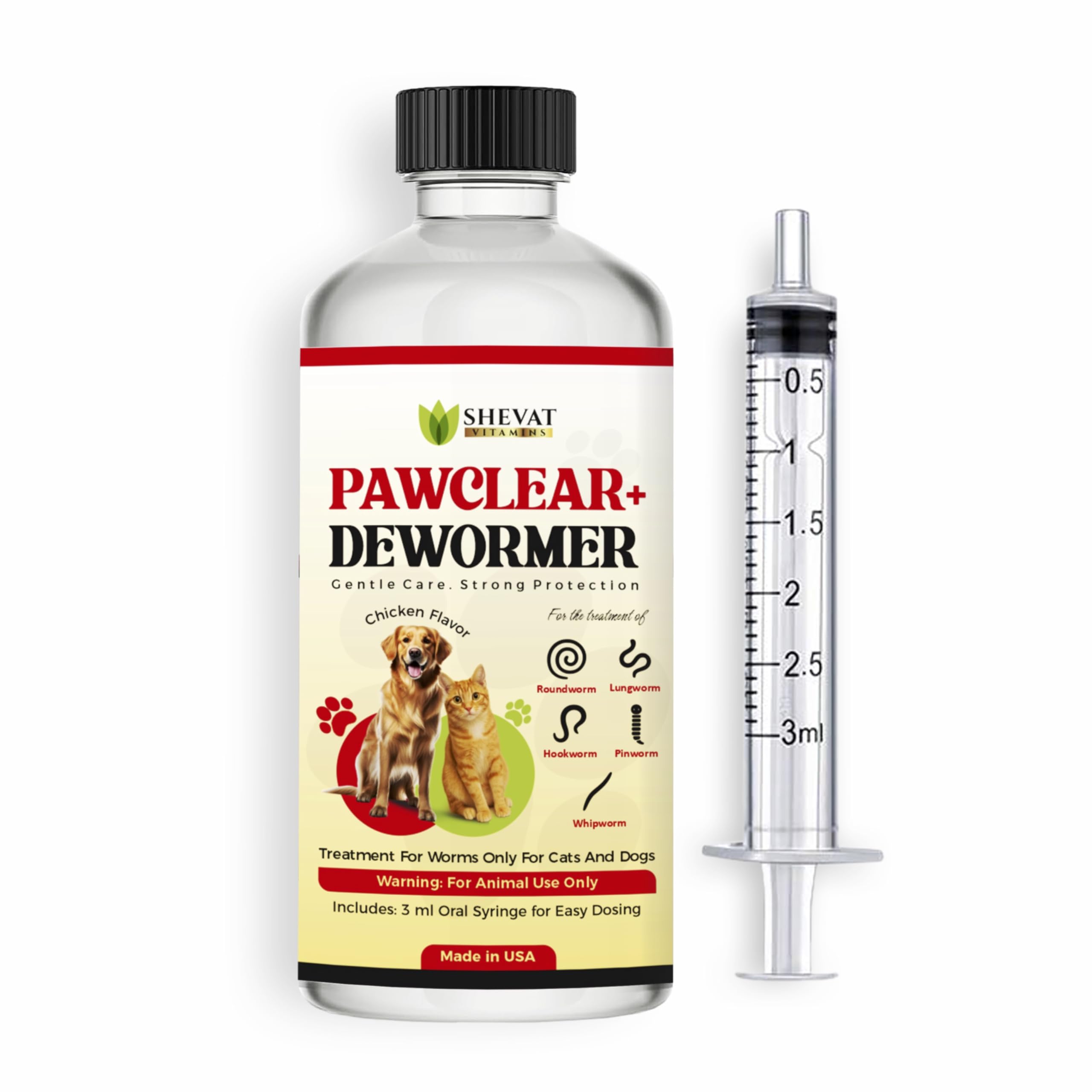 PawClear flacon-poulet: administration facile pour chats et chiens, goût appétent et pratique.