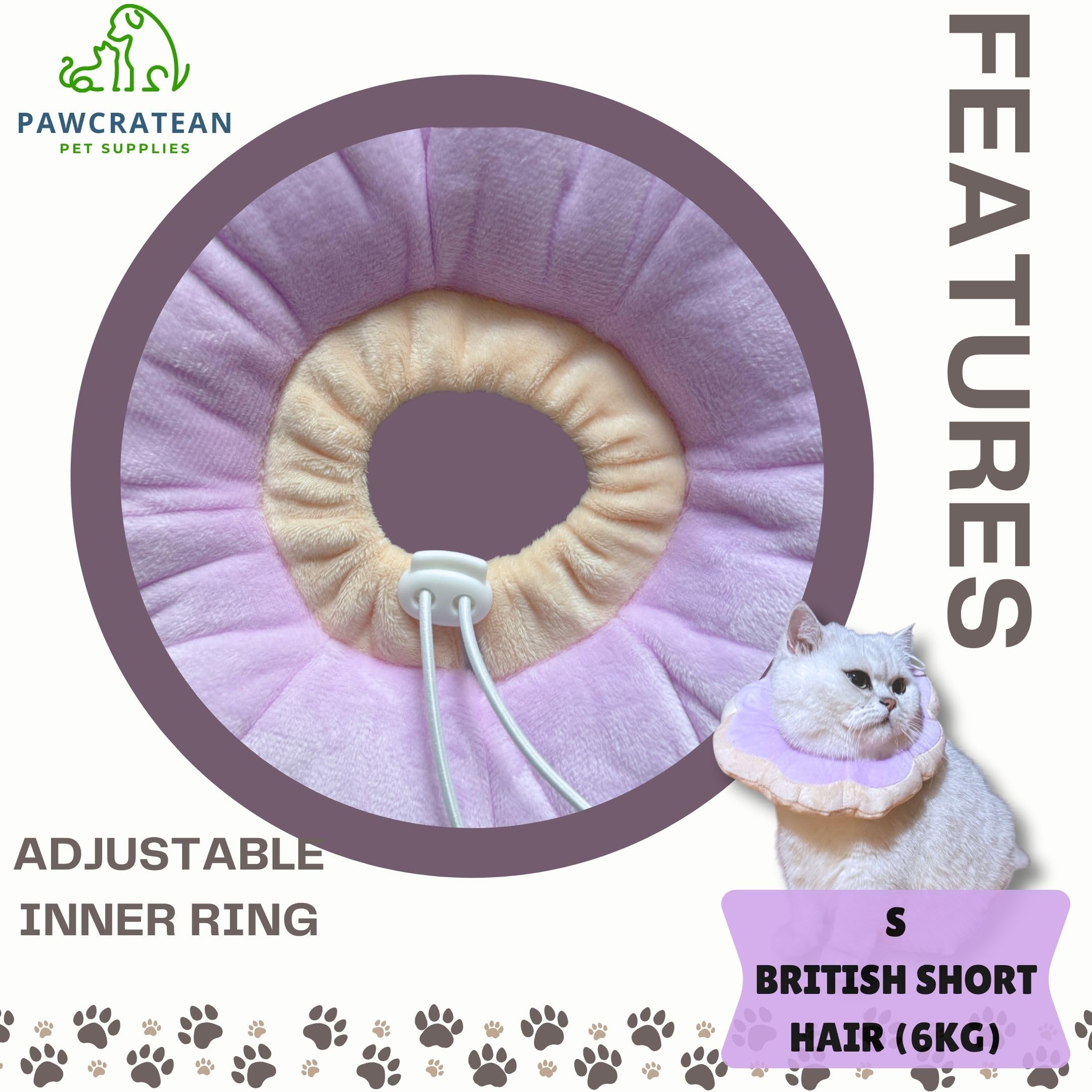 Pawcratean collier Elizabeth fleur dos: protection efficace contre les léchages et les griffures.