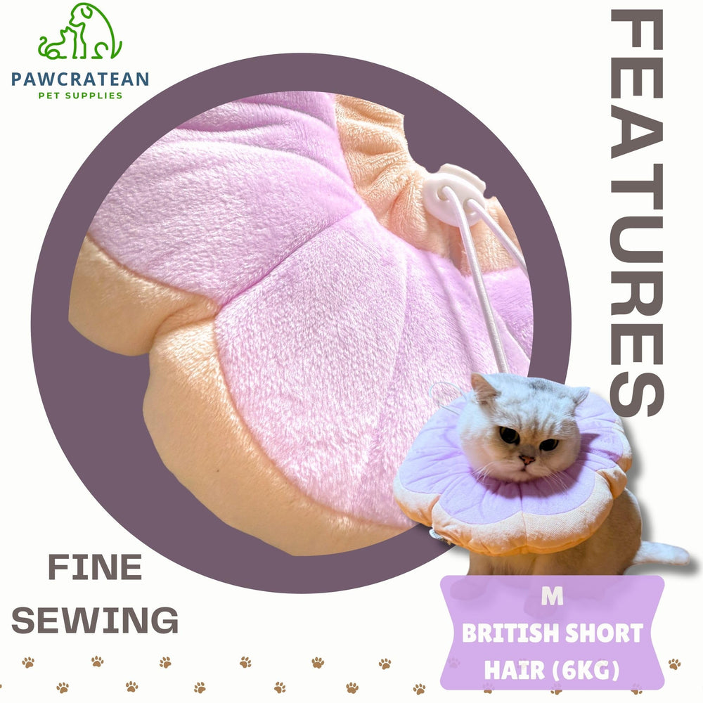 Pawcratean collier Elizabeth fleur tissu doux assure un port prolongé sans irritation.