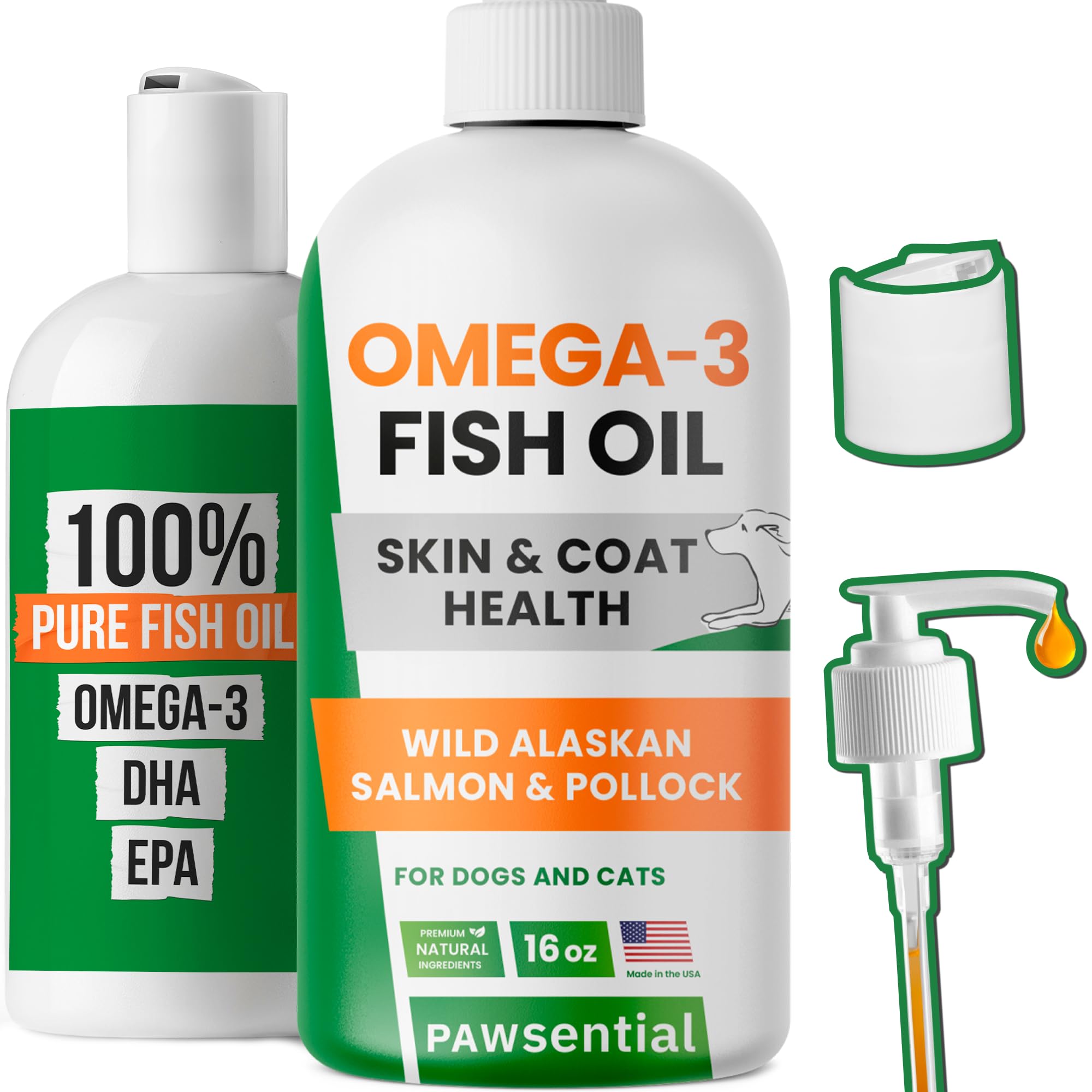 Pawsential huile poisson chien SAUMON Alaska - bouteille prête à l’emploi pour peau et pelage