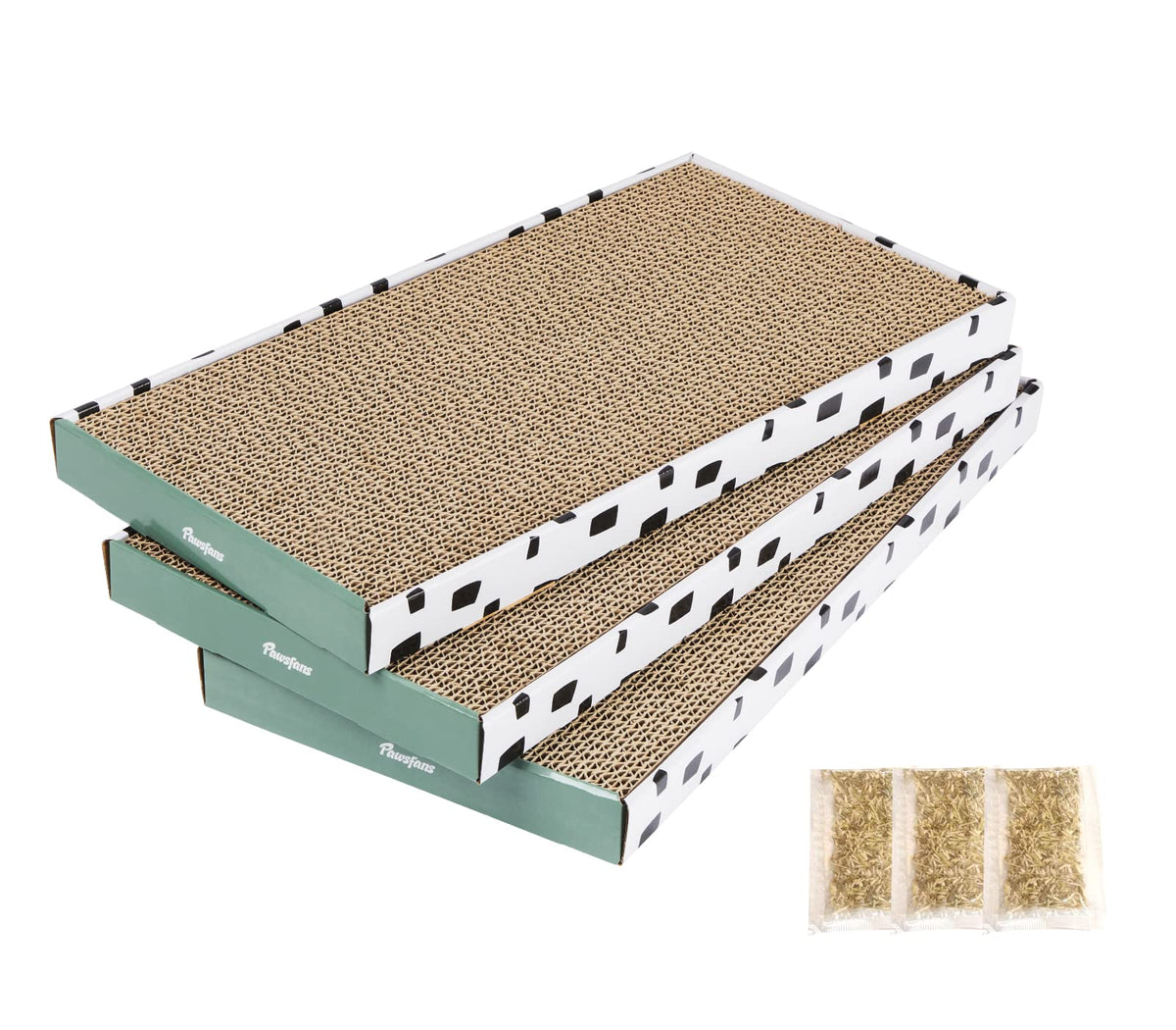 PAWSFANS grattoir pour chat en carton avec boîte – ensemble durable pour le quotidien.