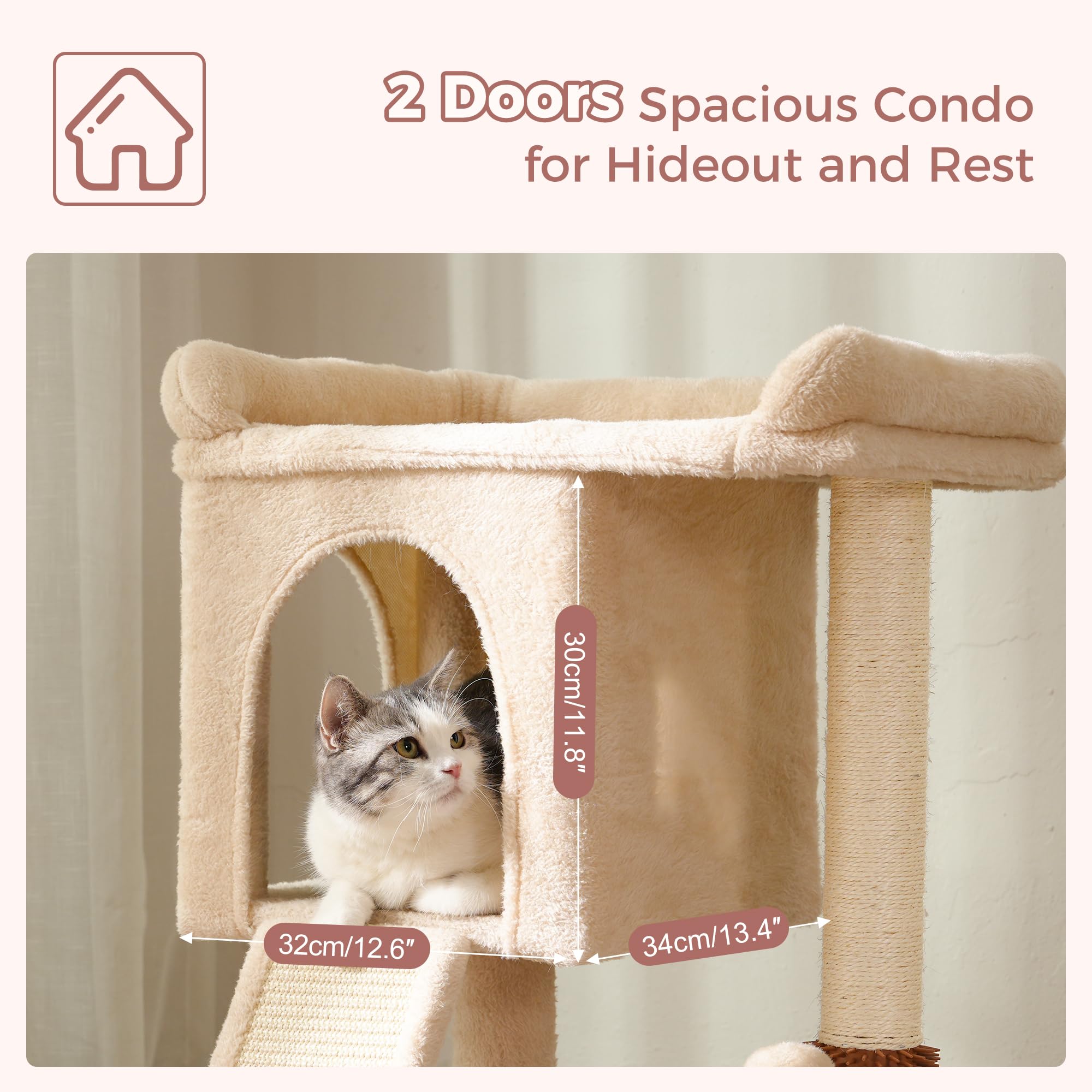Pawfessor arbre chat condo spacieux pour repos privé et calme