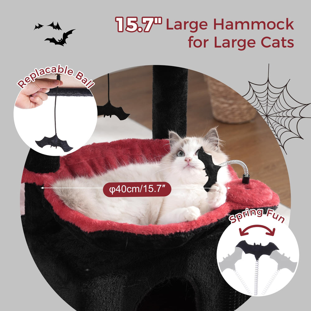 Pawfessor Arbre chat gothique 32 pouces grand hamac pour repos douillet.