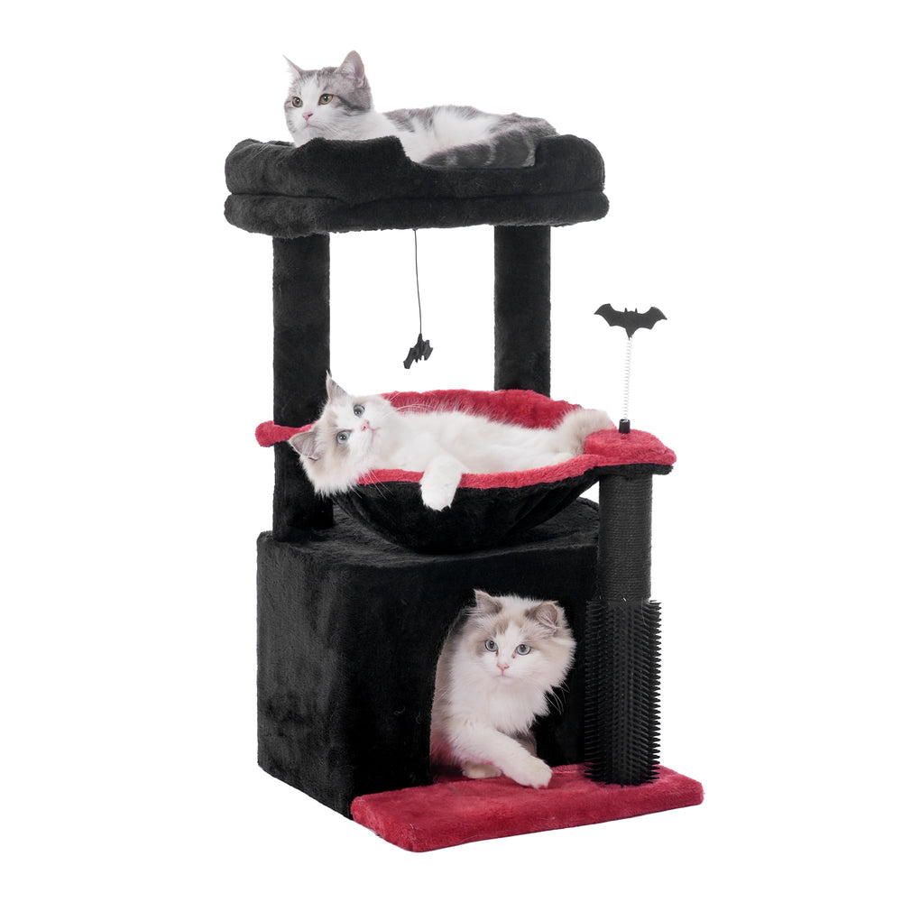 Pawfessor Arbre chat gothique 32 pouces avec poste à griffer pour chats actifs et confortables.