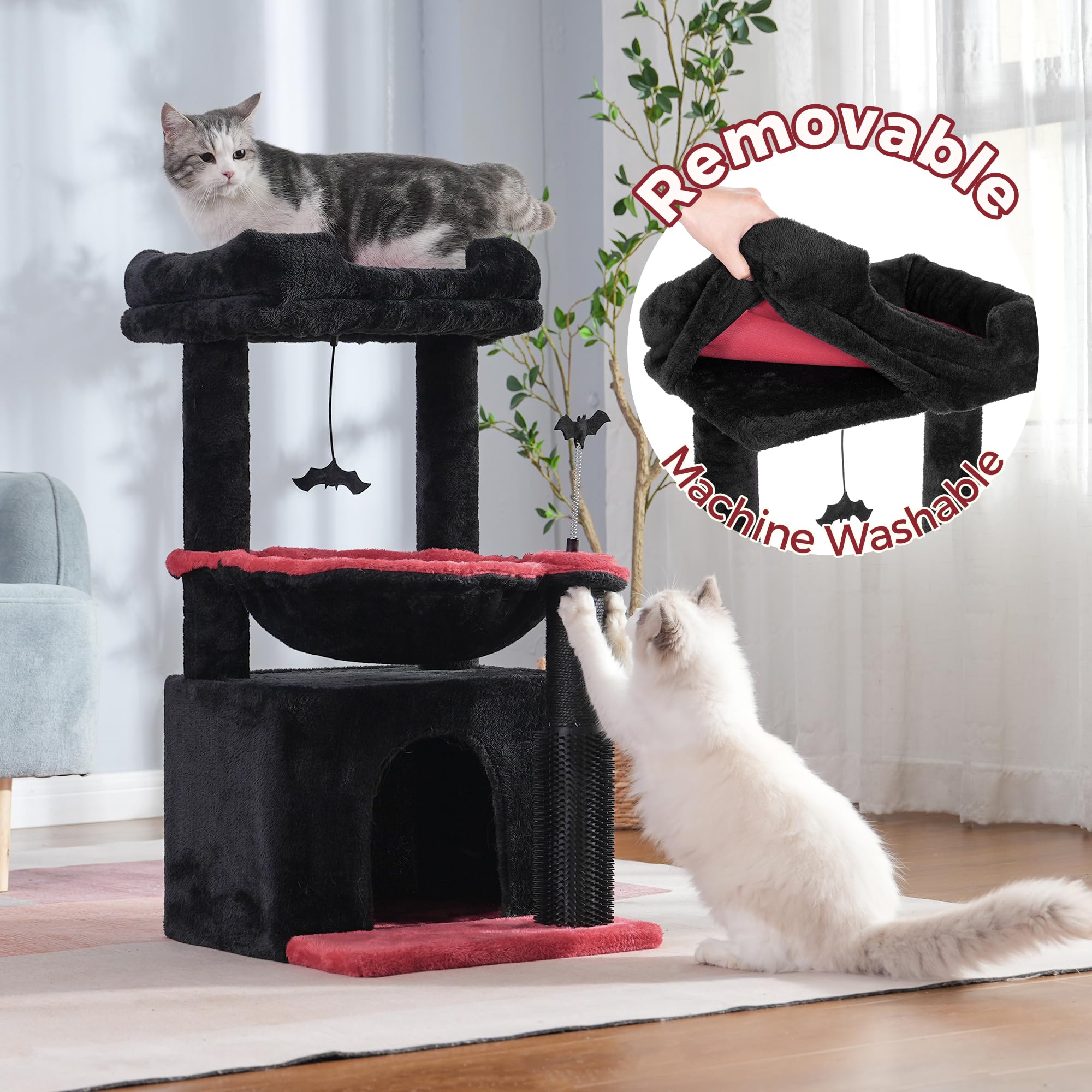 Pawfessor Arbre chat gothique 32 pouces poteaux sisal naturels pour griffes et énergie.
