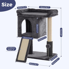 Pawfessor arbre-chat lit haut spacieux: grand lit pour sieste calme et confortable.