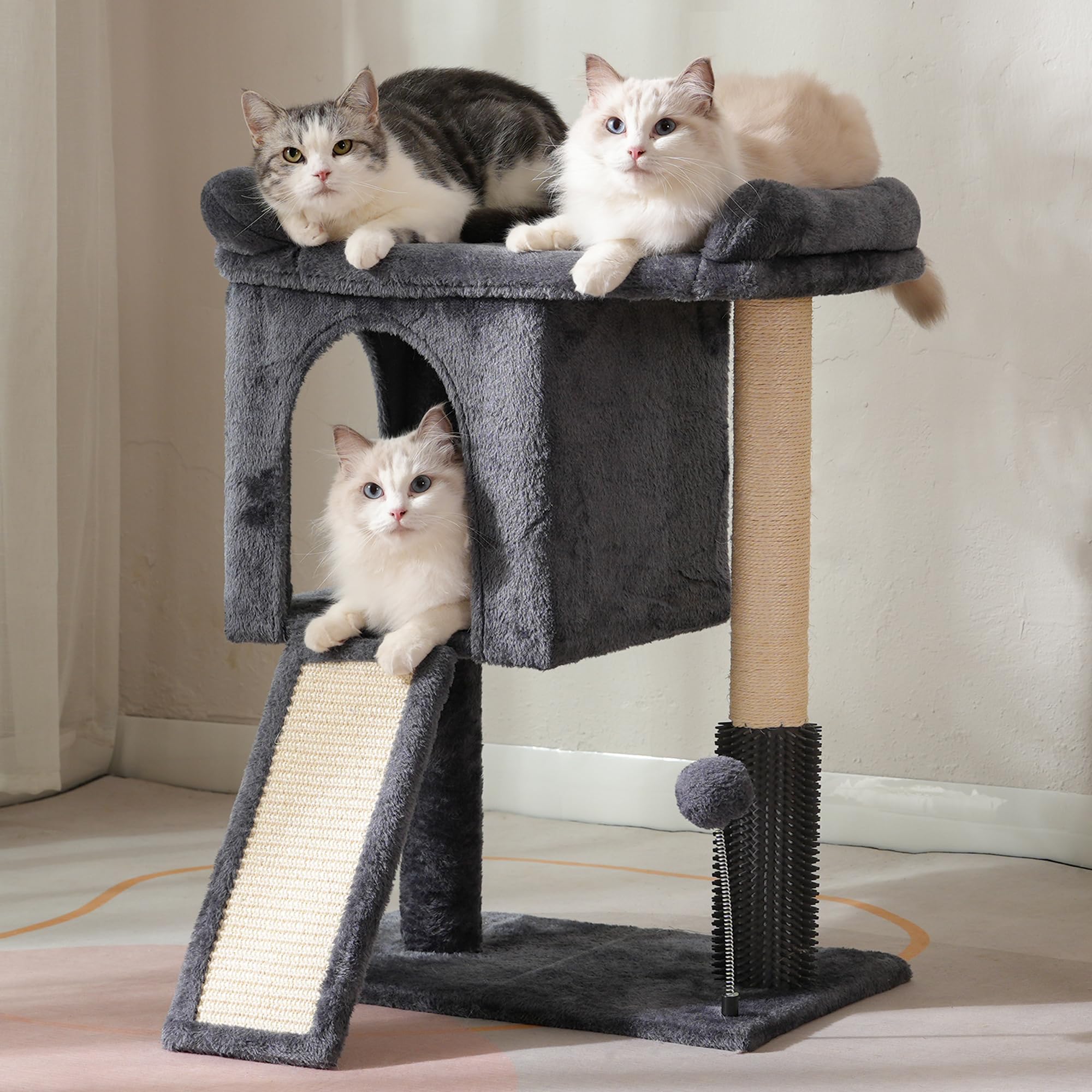 Pawfessor arbre-chat tour compacte: perchoir haut sûr pour chats aimant la hauteur.