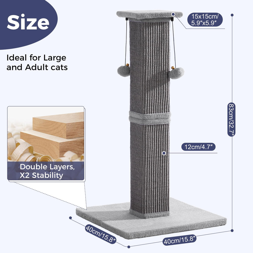 Pawfessor colonne sisal 33 pouces, pour étirements complets et naturel.