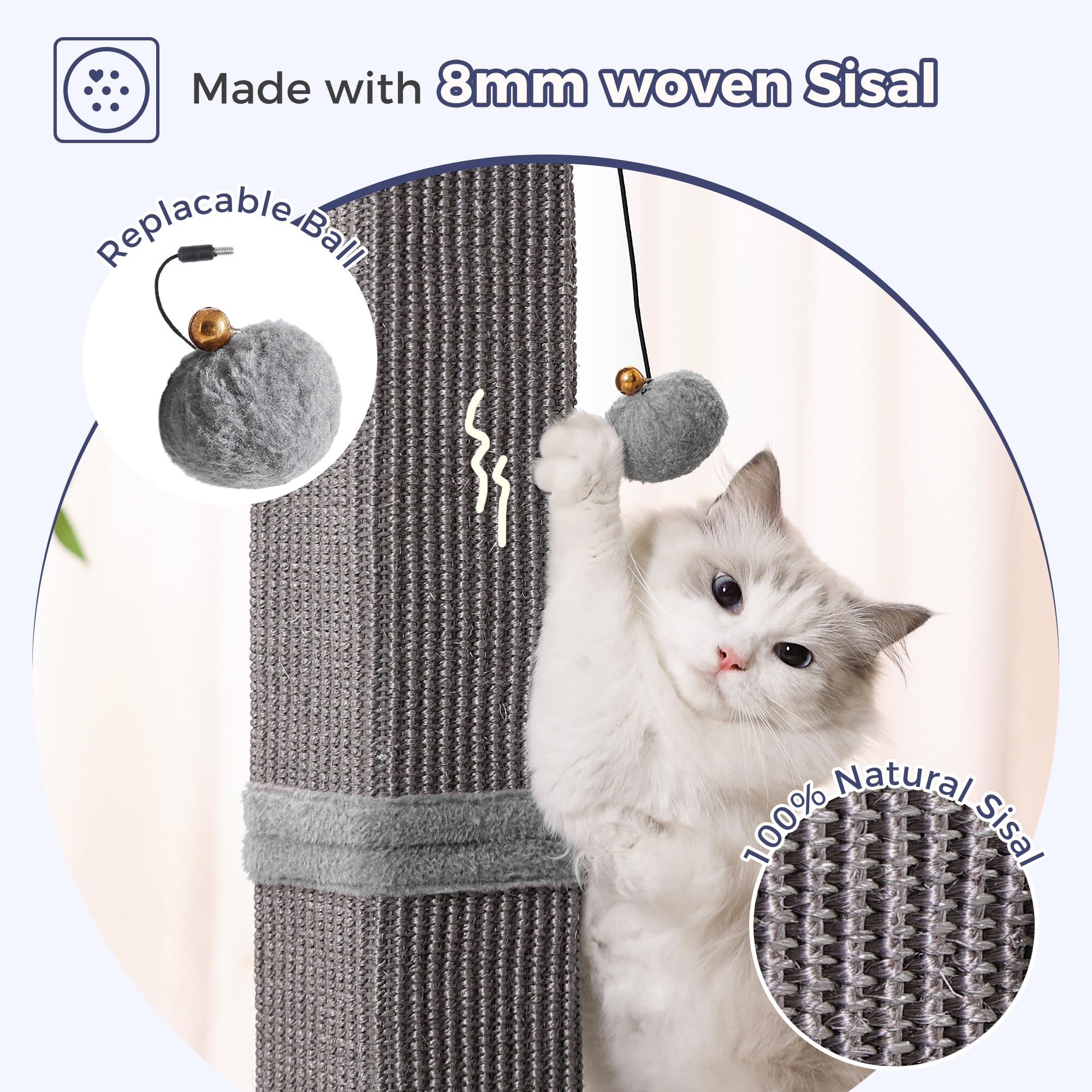 Pawfessor sisal 100% naturel, surface de griffage durable pour chats.