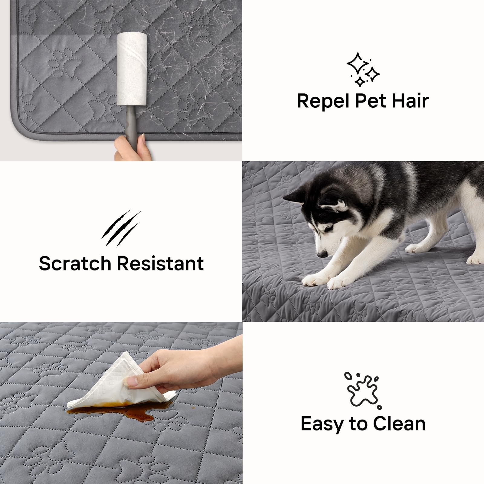 PAWFINITY anti-poils – surface facile à essuyer et résidu minimal.