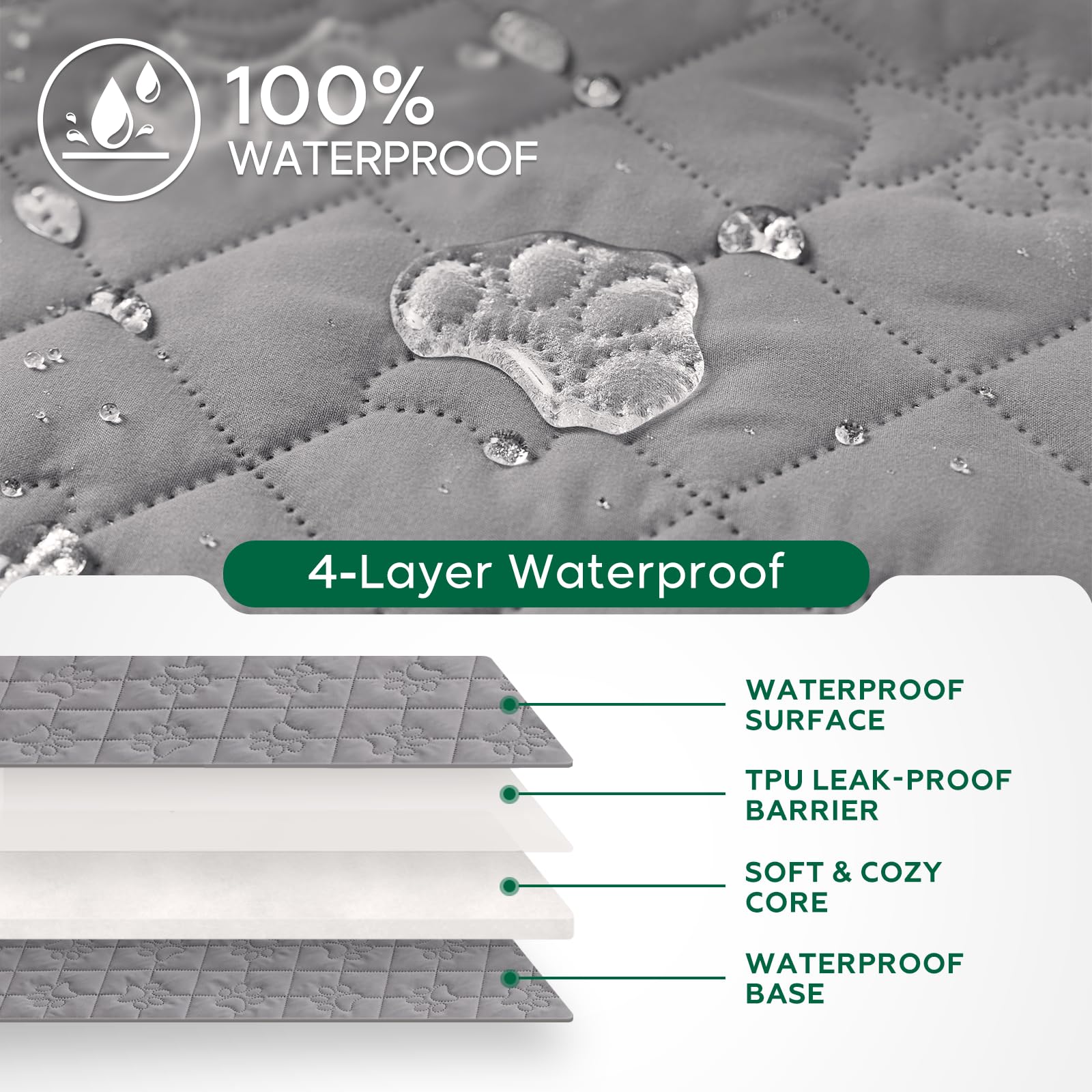PAWFINITY bords renforcés et tissu résistant pour meubles gris.