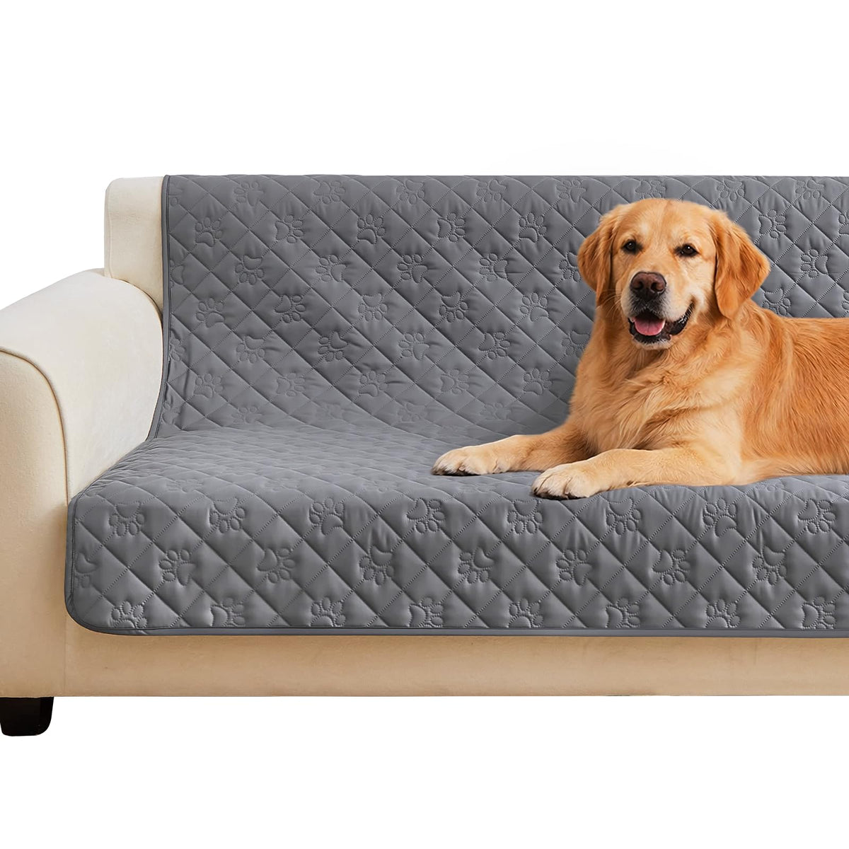 PAWFINITY housse impermeable pour canapé gris, protection contre les taches.