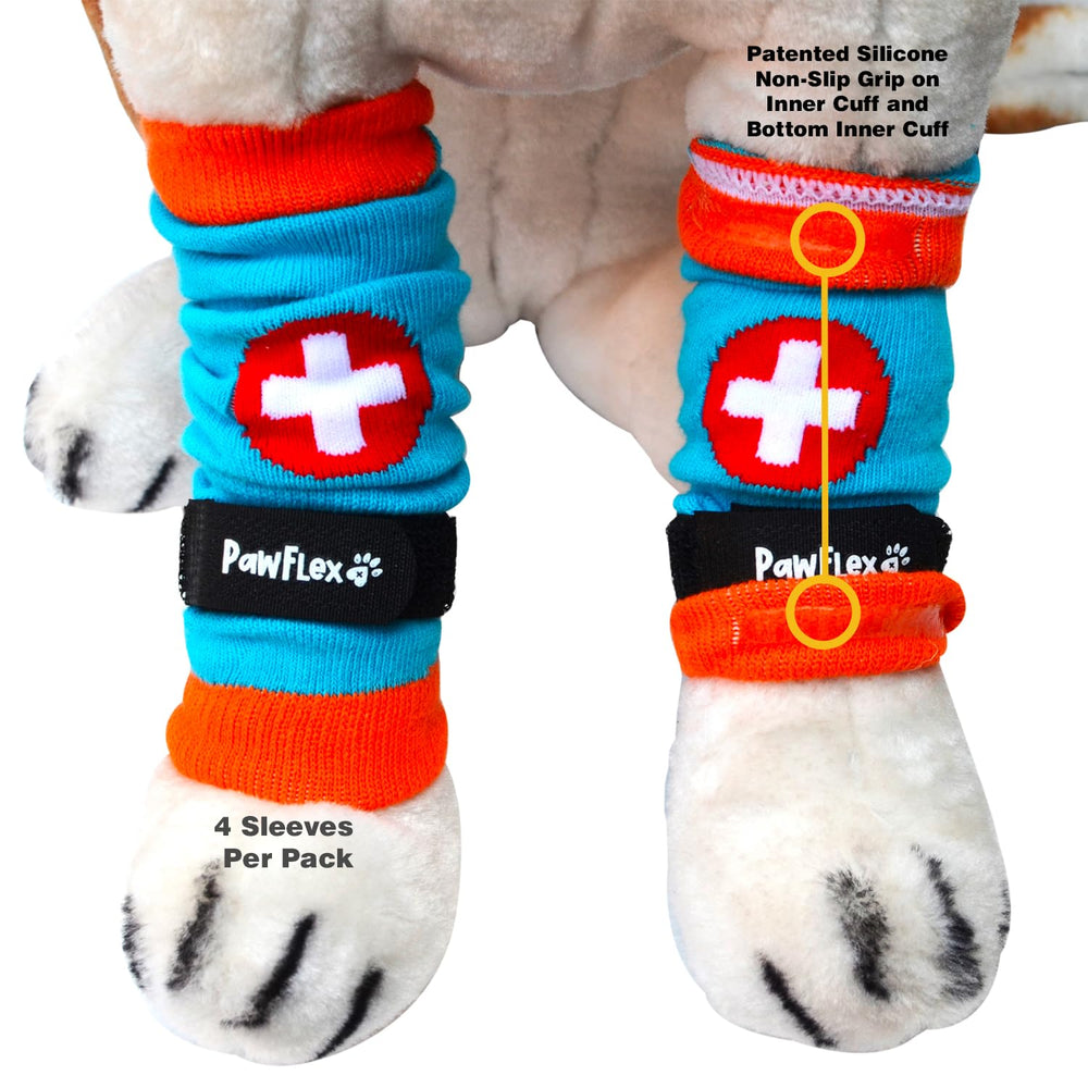 PawFlex Comfy Pawz montrant le bas en coton protégeant la patte lors des promenades