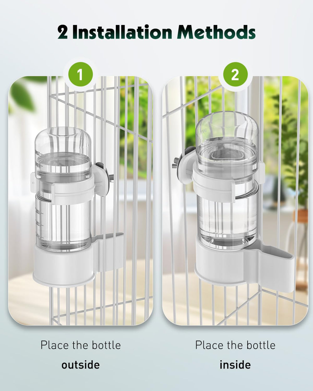 Abreuvoir Pawfly cage – montage flexible interieur ou exterieur selon l’agencement.