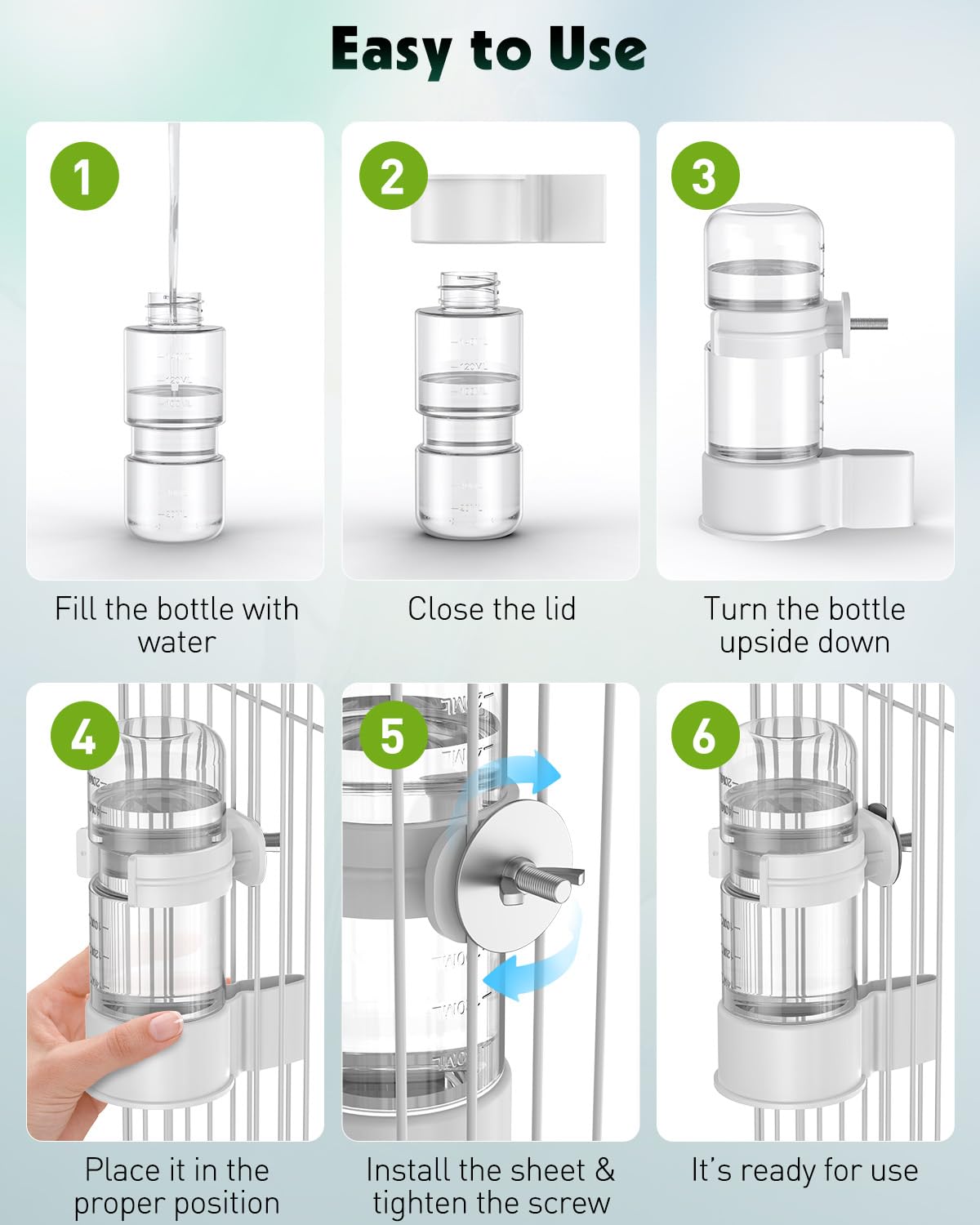 Abreuvoir Pawfly – installation rapide avec clip et vis pour cage.