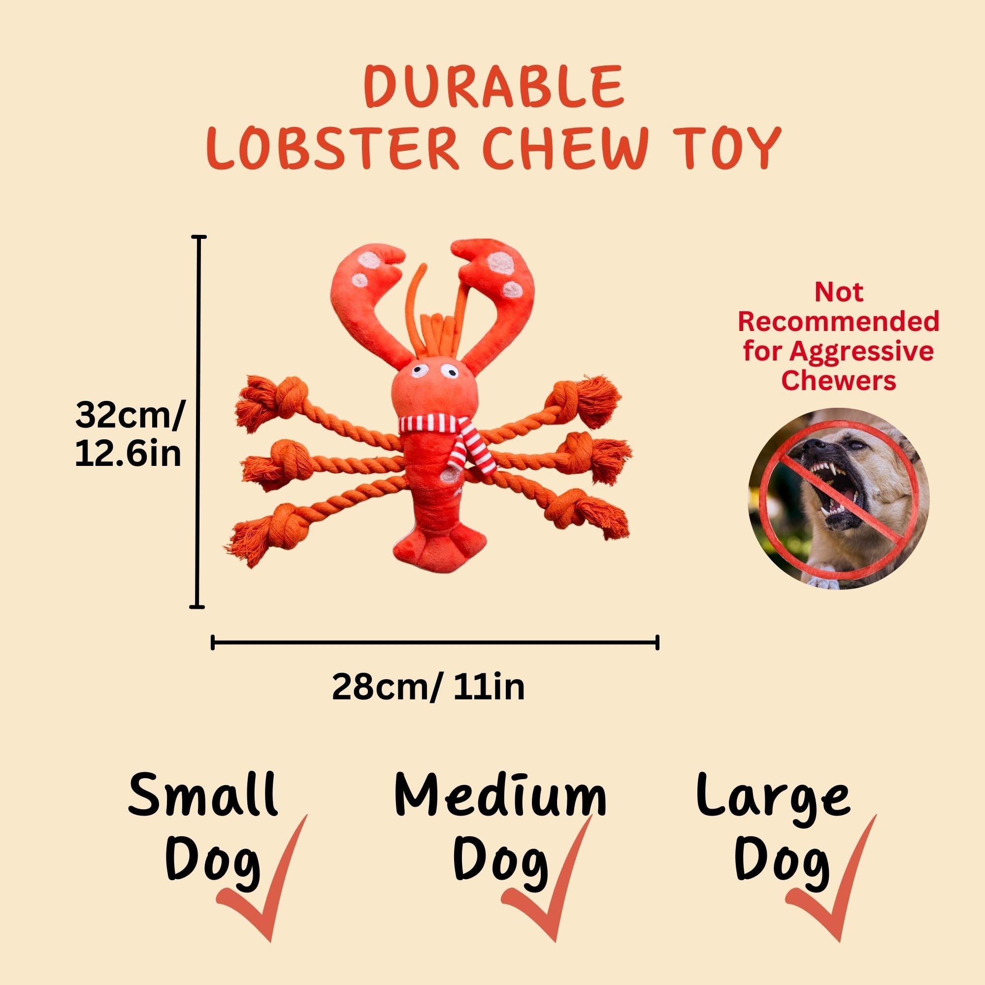Jouet Pawfoo Lab homard grande taille, facile à saisir par les grandes races.