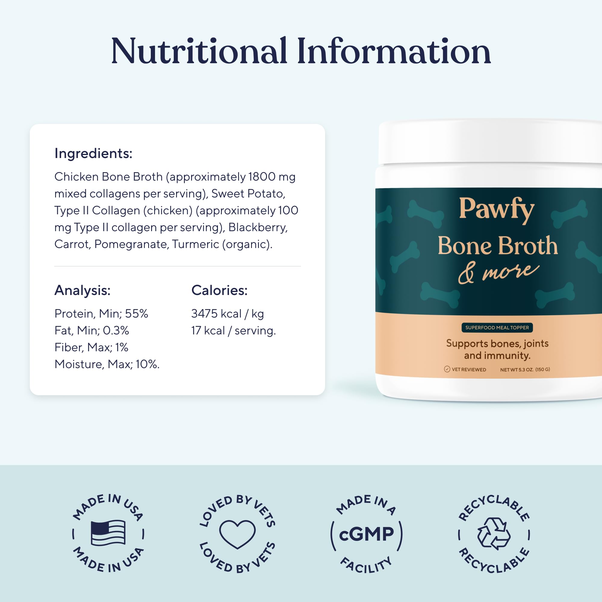 Pawfy bouillon collagène — soutien potentiel des articulations.