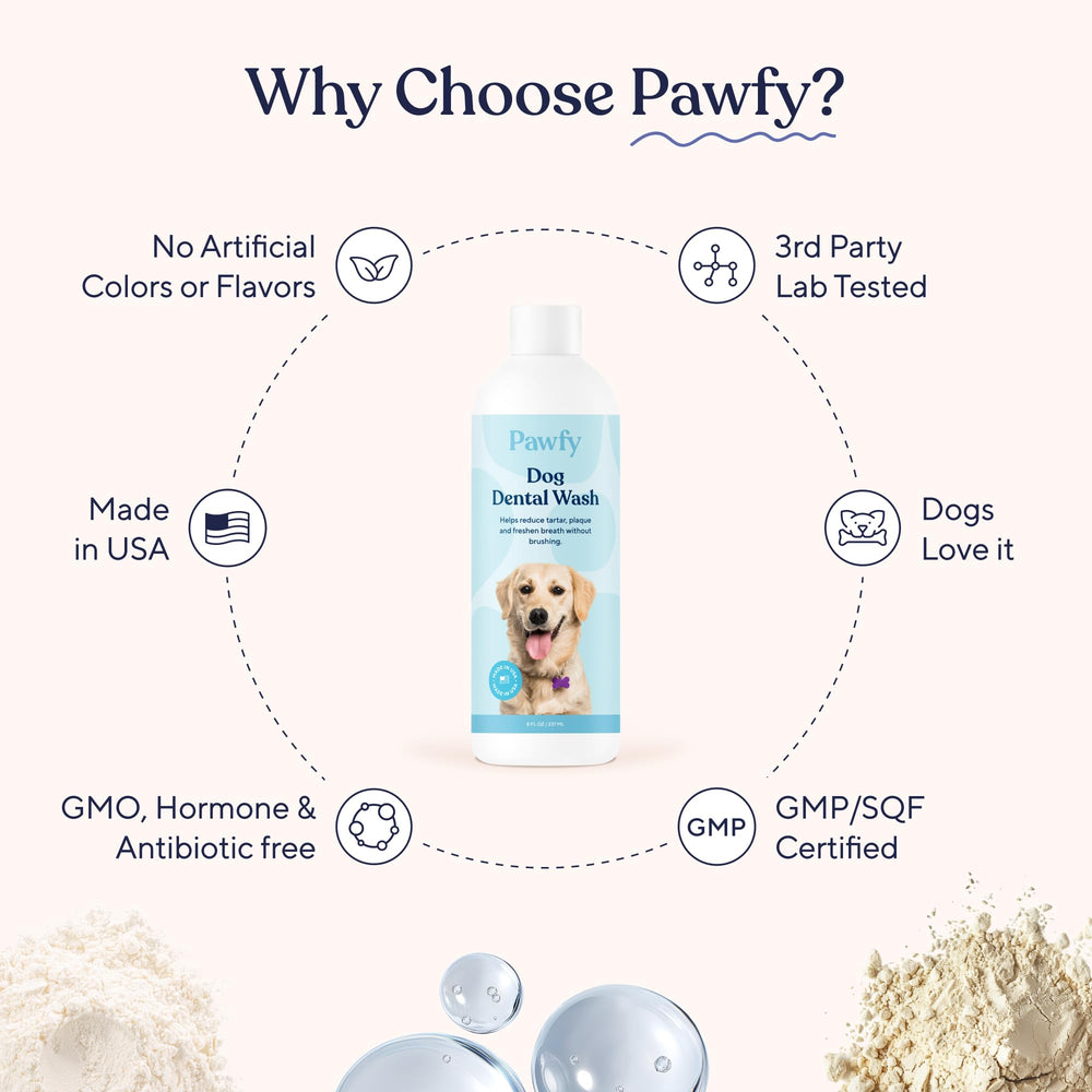 Pawfy routine dentaire quotidienne, aide à garder une bouche propre.