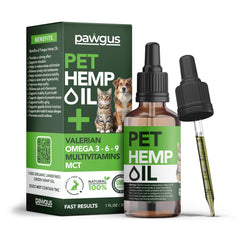 Pawgus huile de chanvre – bouteille: calme doux pour chiens et chats.