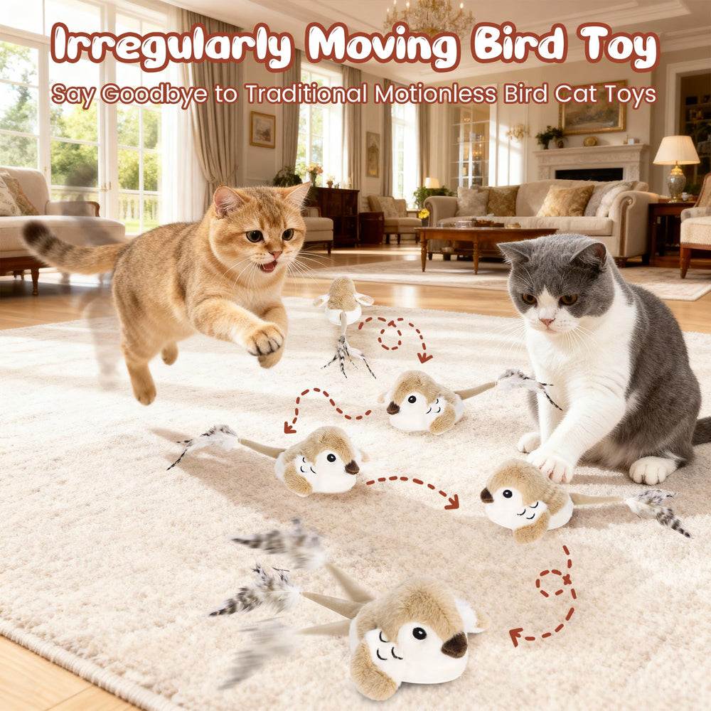 Pawingcat Oiseau Interactif, queue bougeante attire le regard du chat.