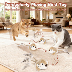 Pawingcat Oiseau Interactif, queue bougeante attire le regard du chat.