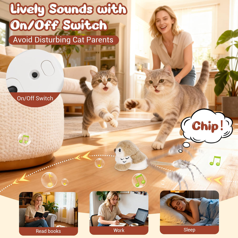 Pawingcat Oiseau Interactif, recharge USB et longue autonomie.