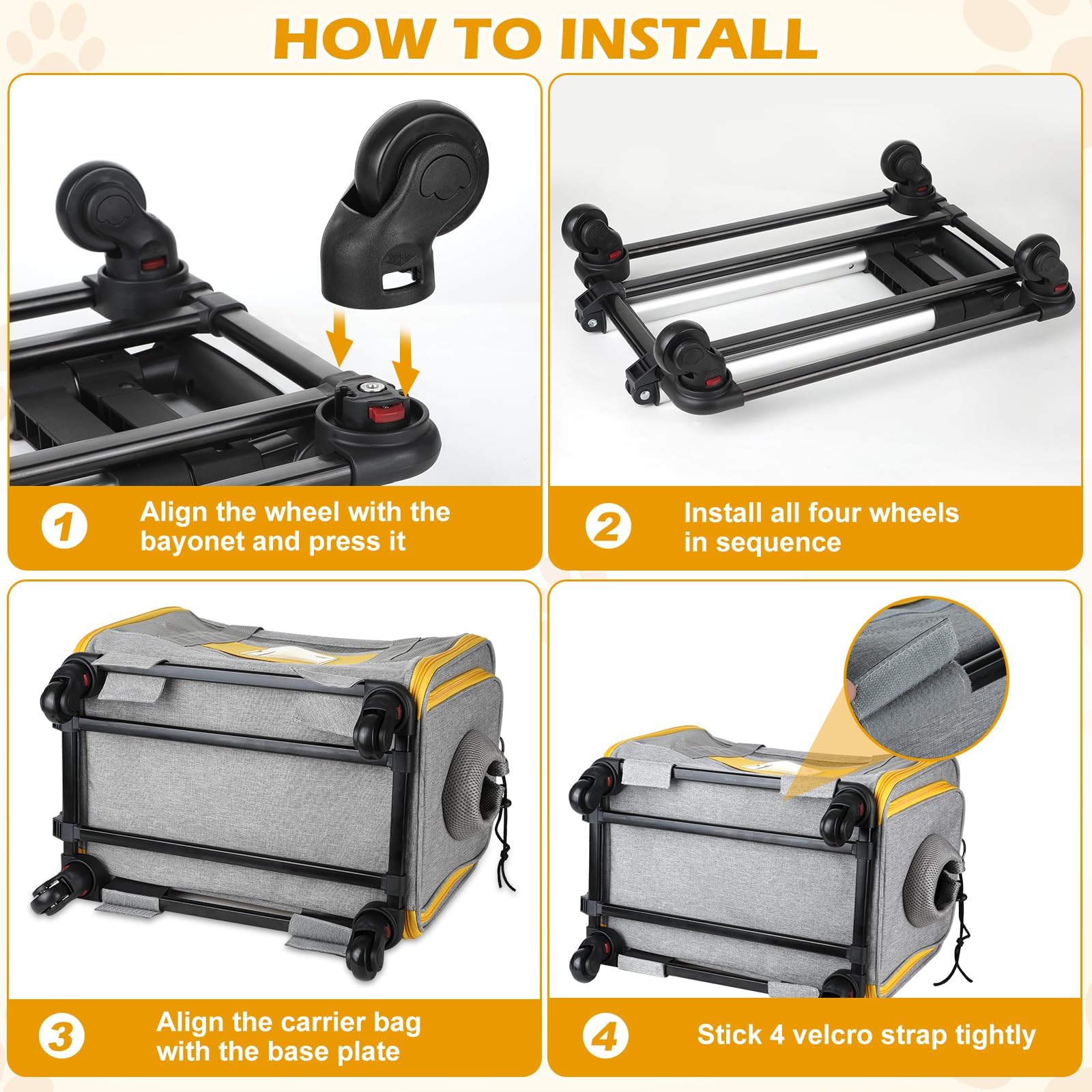 Pawinner roues rotatives et manche retractable pour une maniabilite fluide.