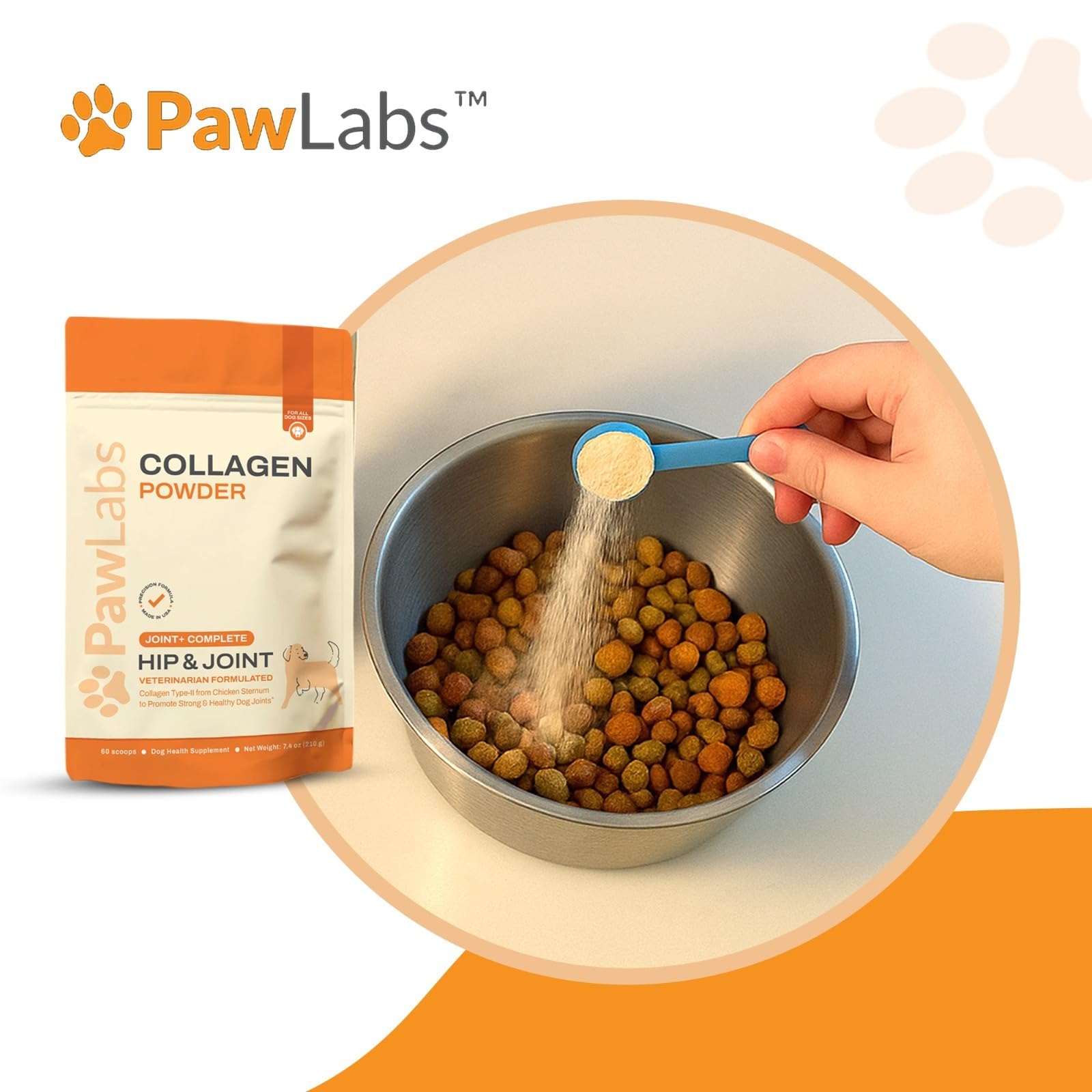 PawLabs collagene poudre chien – fabrication Etats-Unis pour une qualité élevée