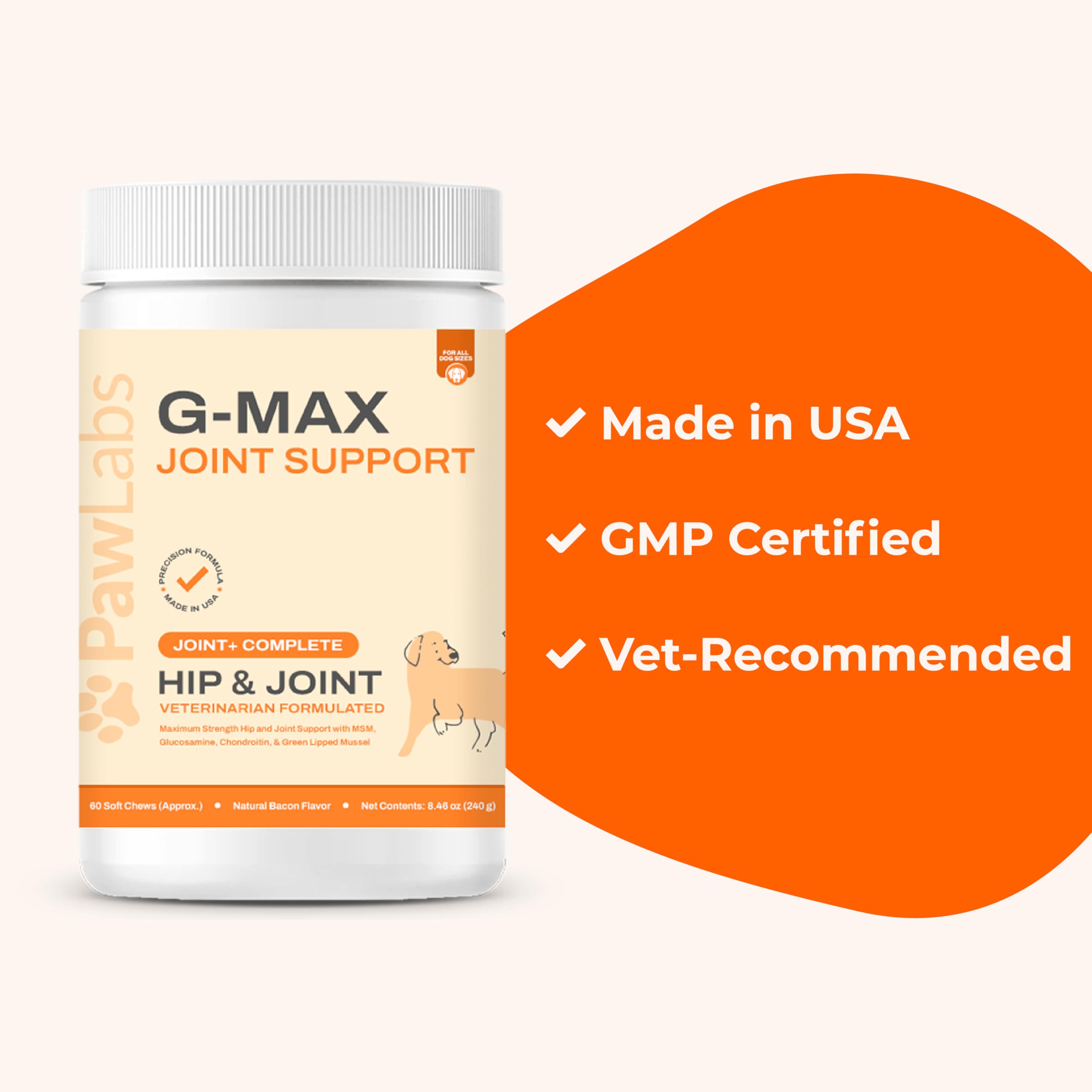 Étiquette indiquant fabrication aux États-Unis pour Pawlabs G-Max.