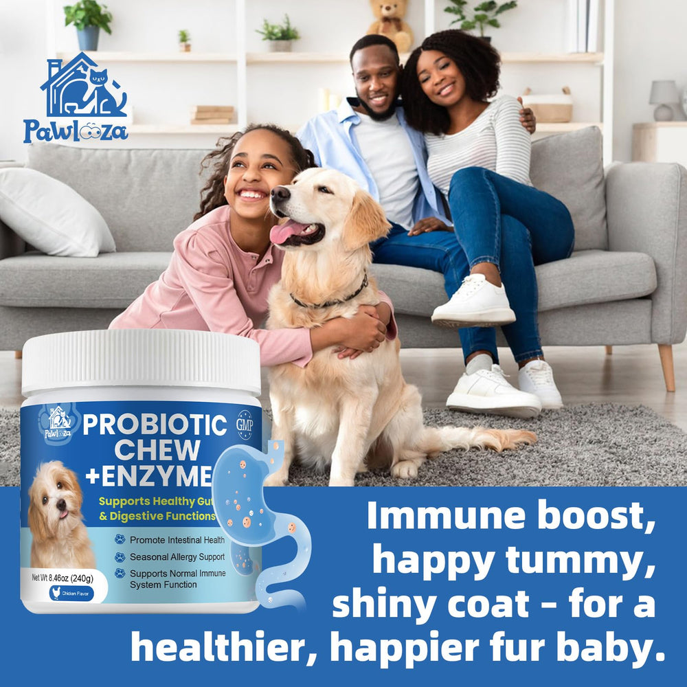 Pawlooza Probiotiques chiens – prébiotiques FOS favorisant les bonnes bactéries.