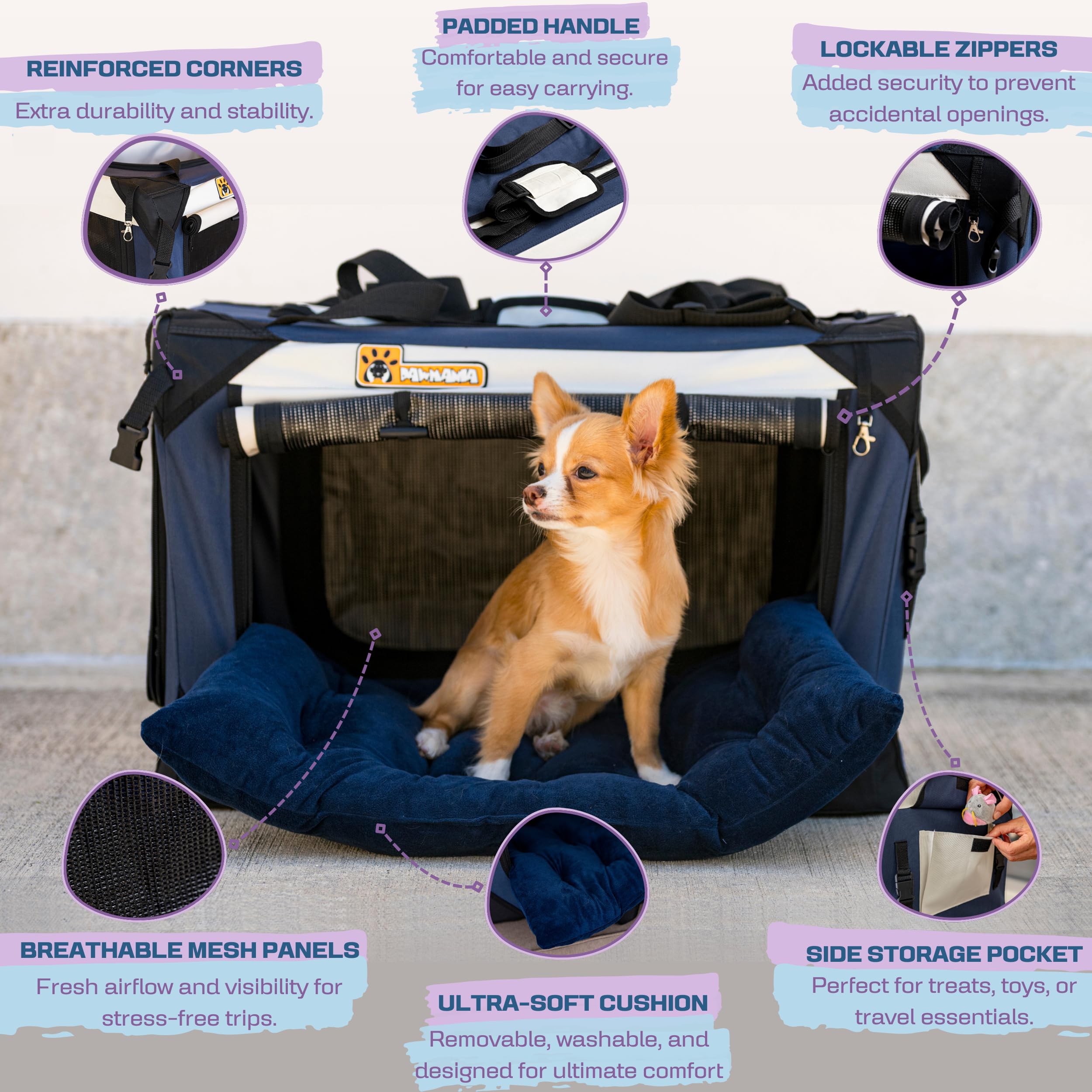 PAWMANIA 4-portes d acces avec fermetures verrouillables pour chargement facile.