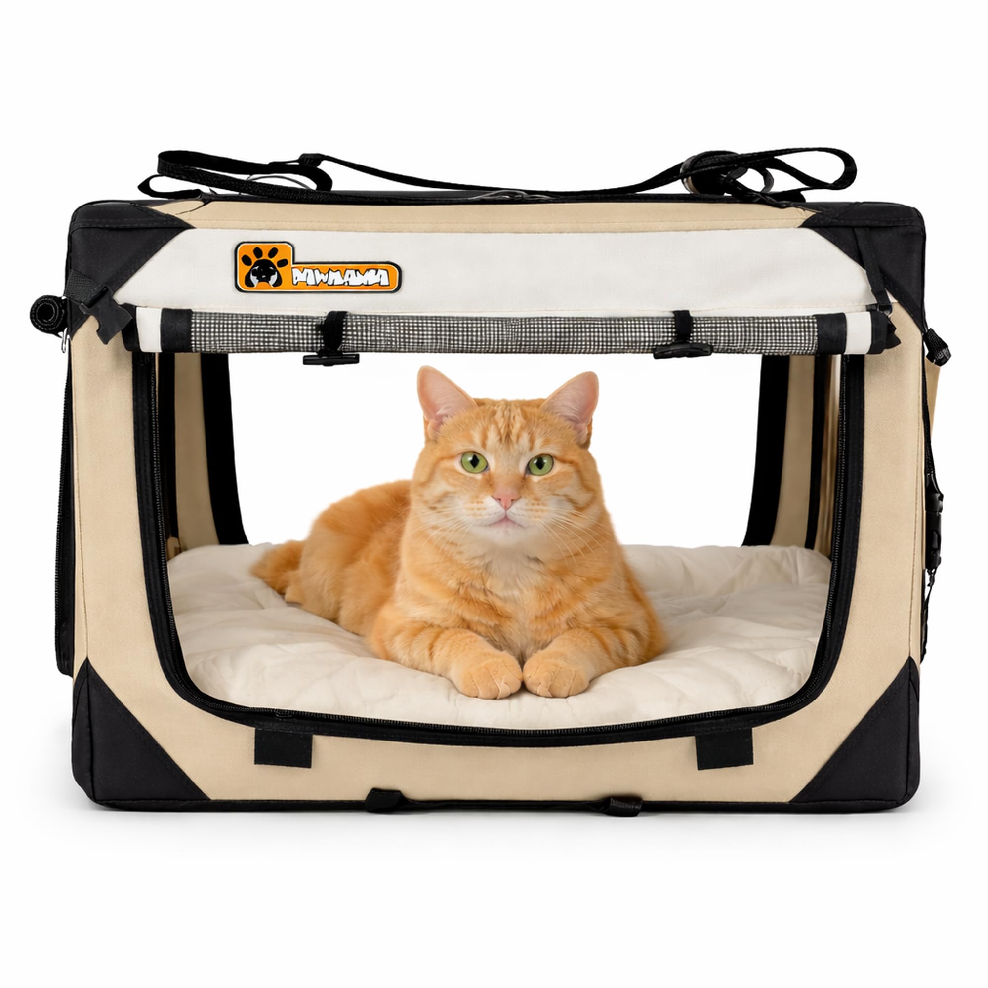 PAWMANIA caisse-animalier avec parois douces et cadre métallique renforcé.