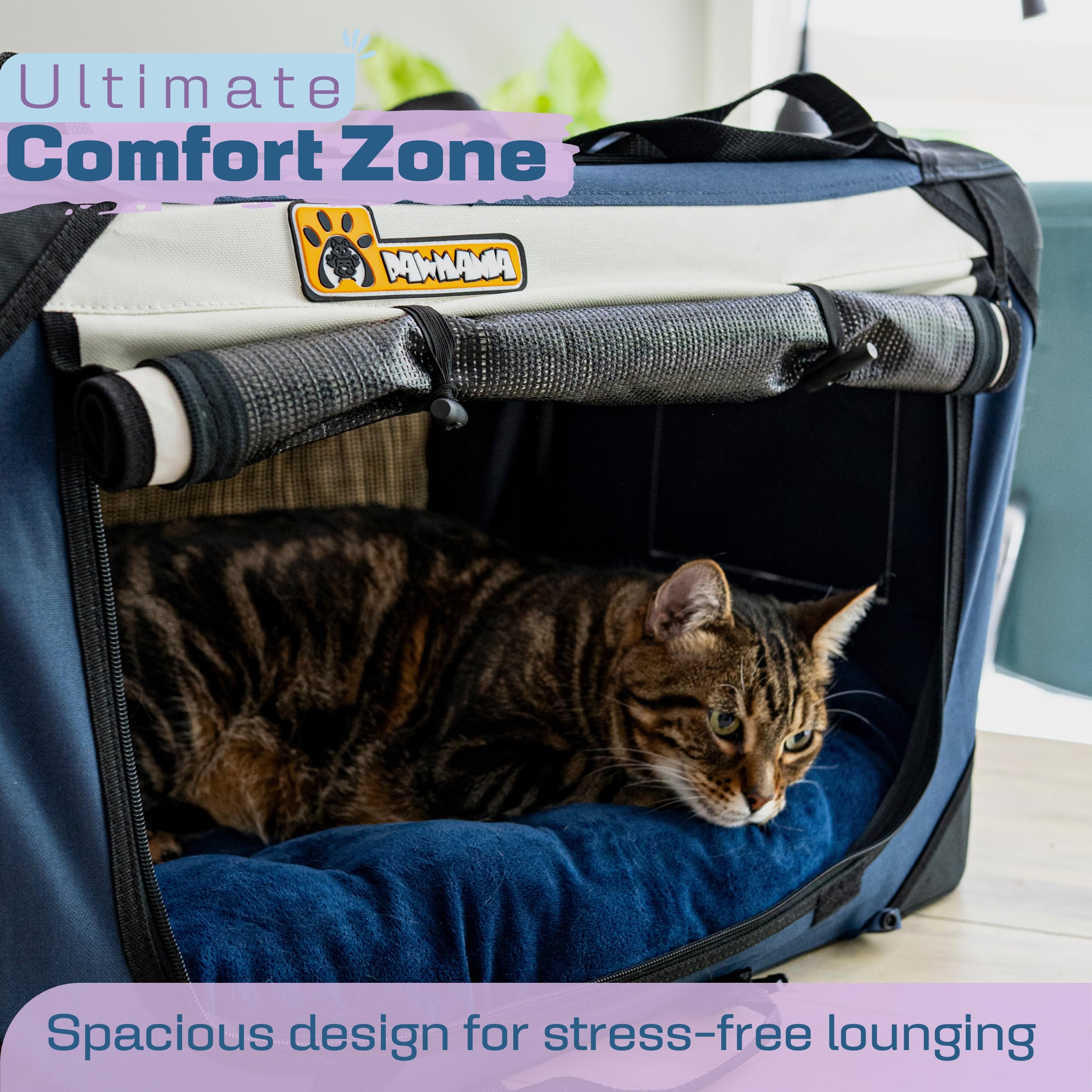PAWMANIA porte: fenêtres privées reglables pour calmer l'animal et assurer la ventilation.