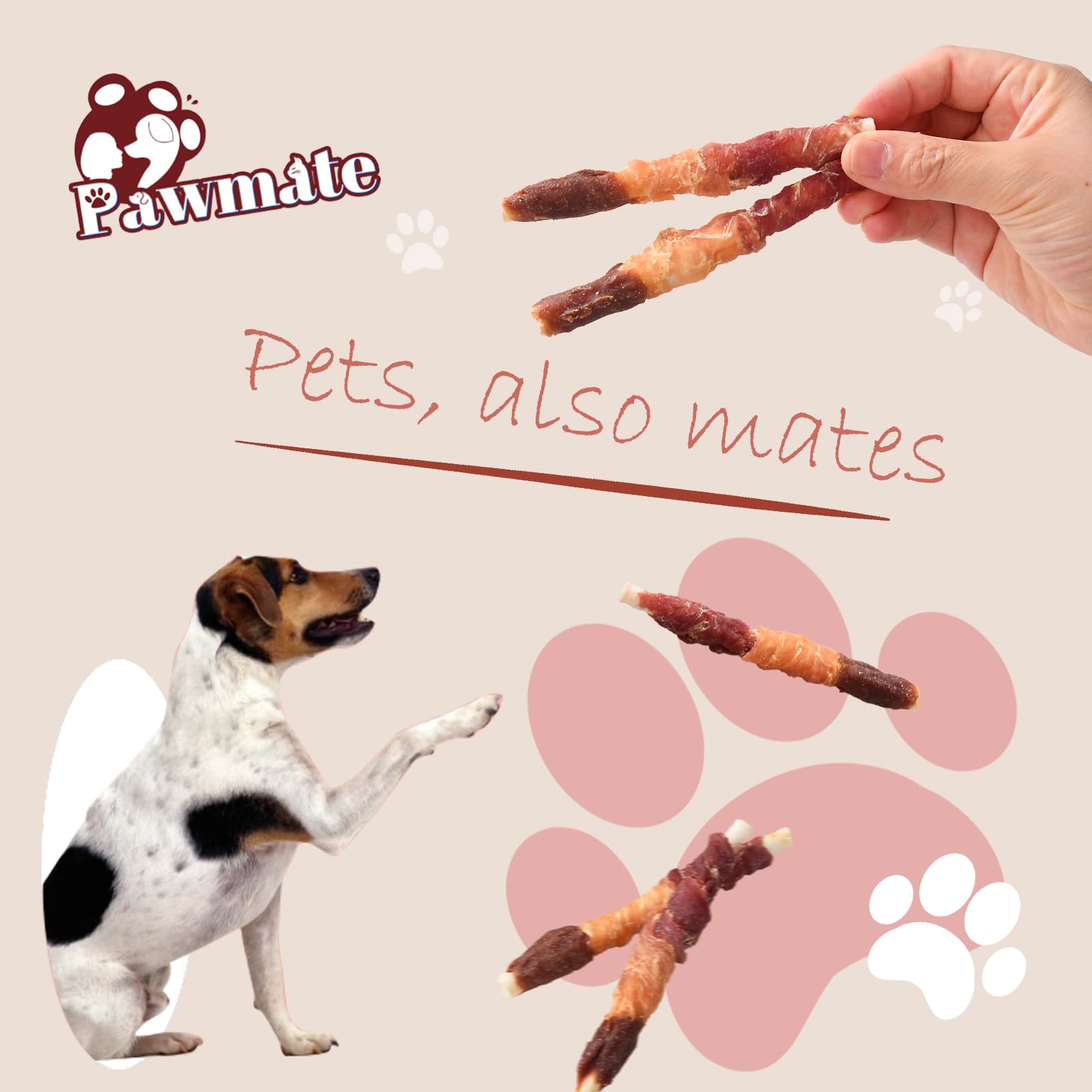Format pratique PawMate pour une consommation longue et adaptée à toutes les tailles.