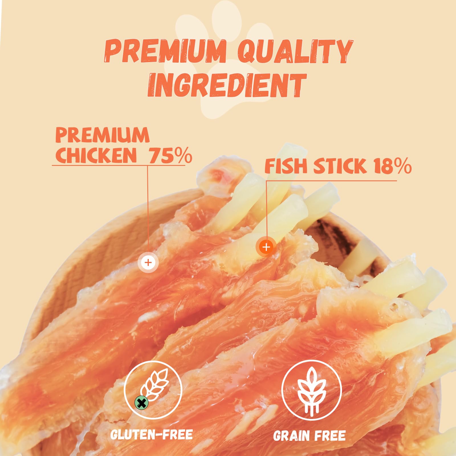 Pawmate gourmande poulet-cod: friandise protéinée et savoureuse pour chiens.