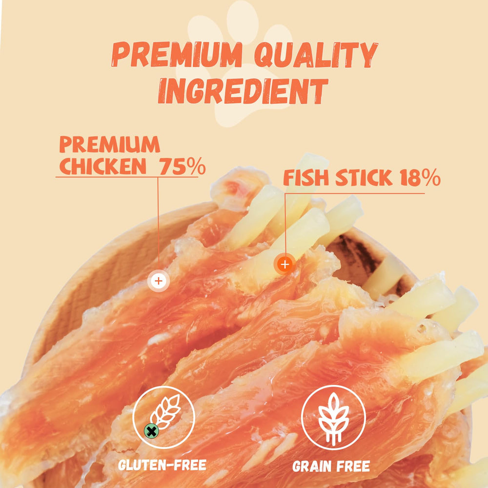 Pawmate gourmande poulet-cod: friandise protéinée et savoureuse pour chiens.